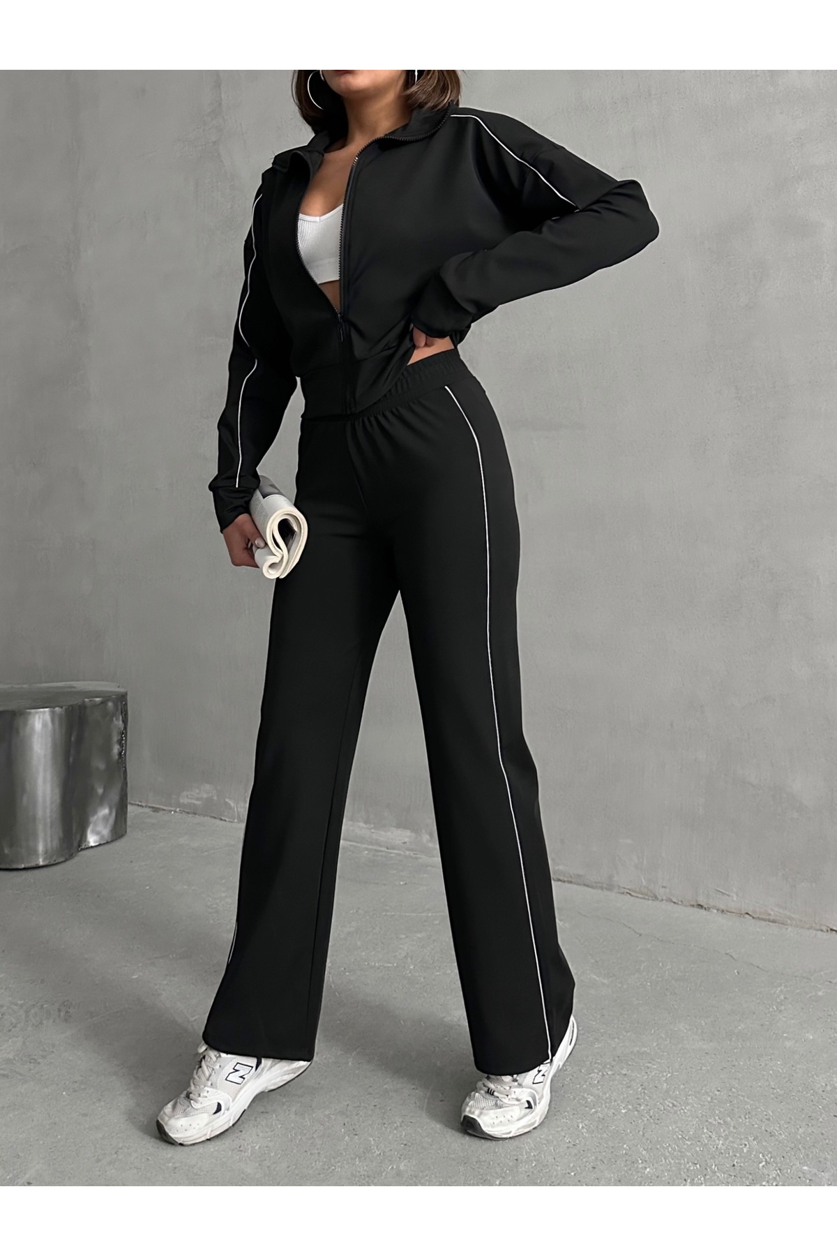 Miss Prova  Biye Detaylı Dalgıç\Scuba Kumaş Spor Ceket\Sweatshirt MISSSK2519 - Görsel 7