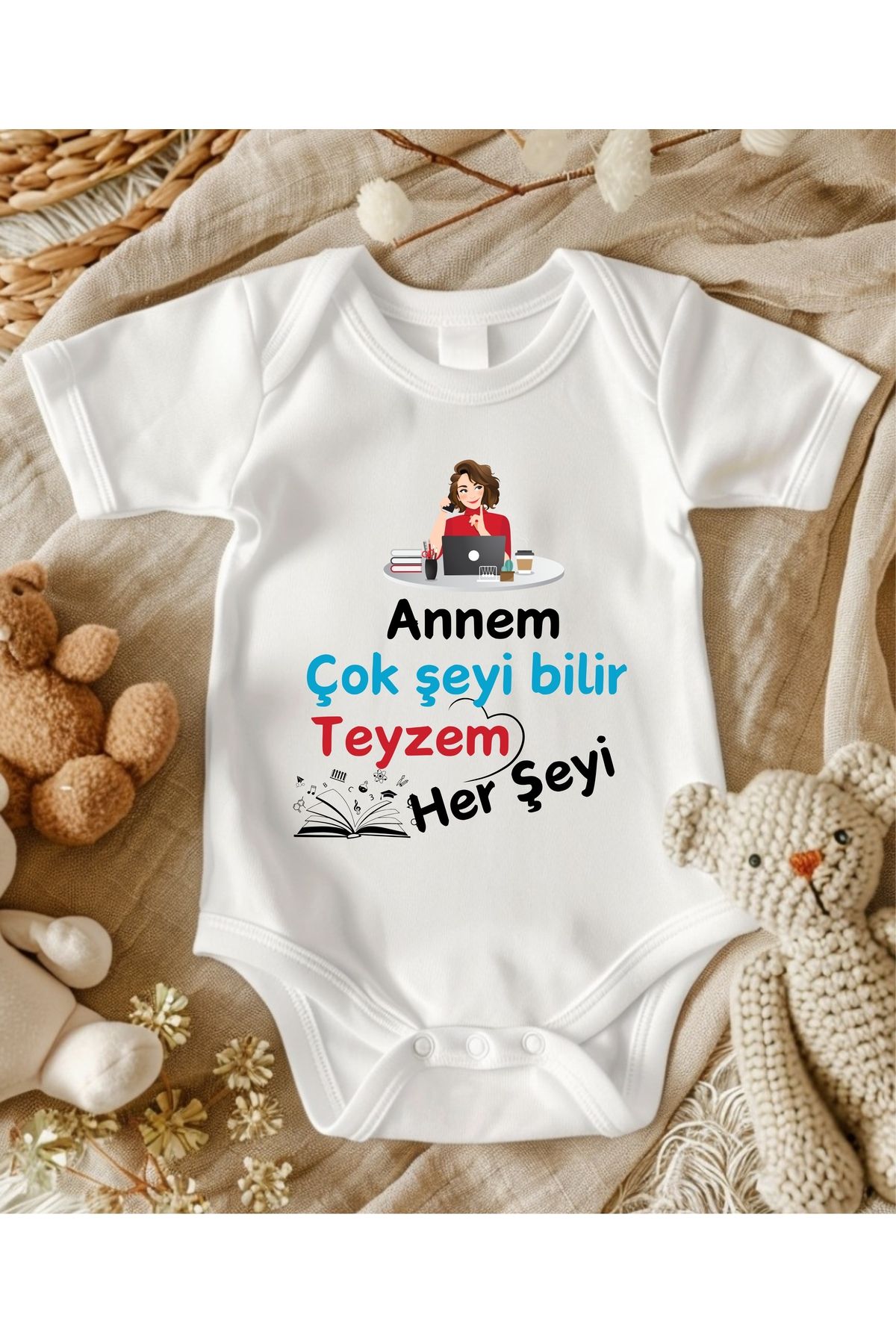 lupi yazılı zıbın hediye yenidoğan anne baba hala yenge amca dayıya