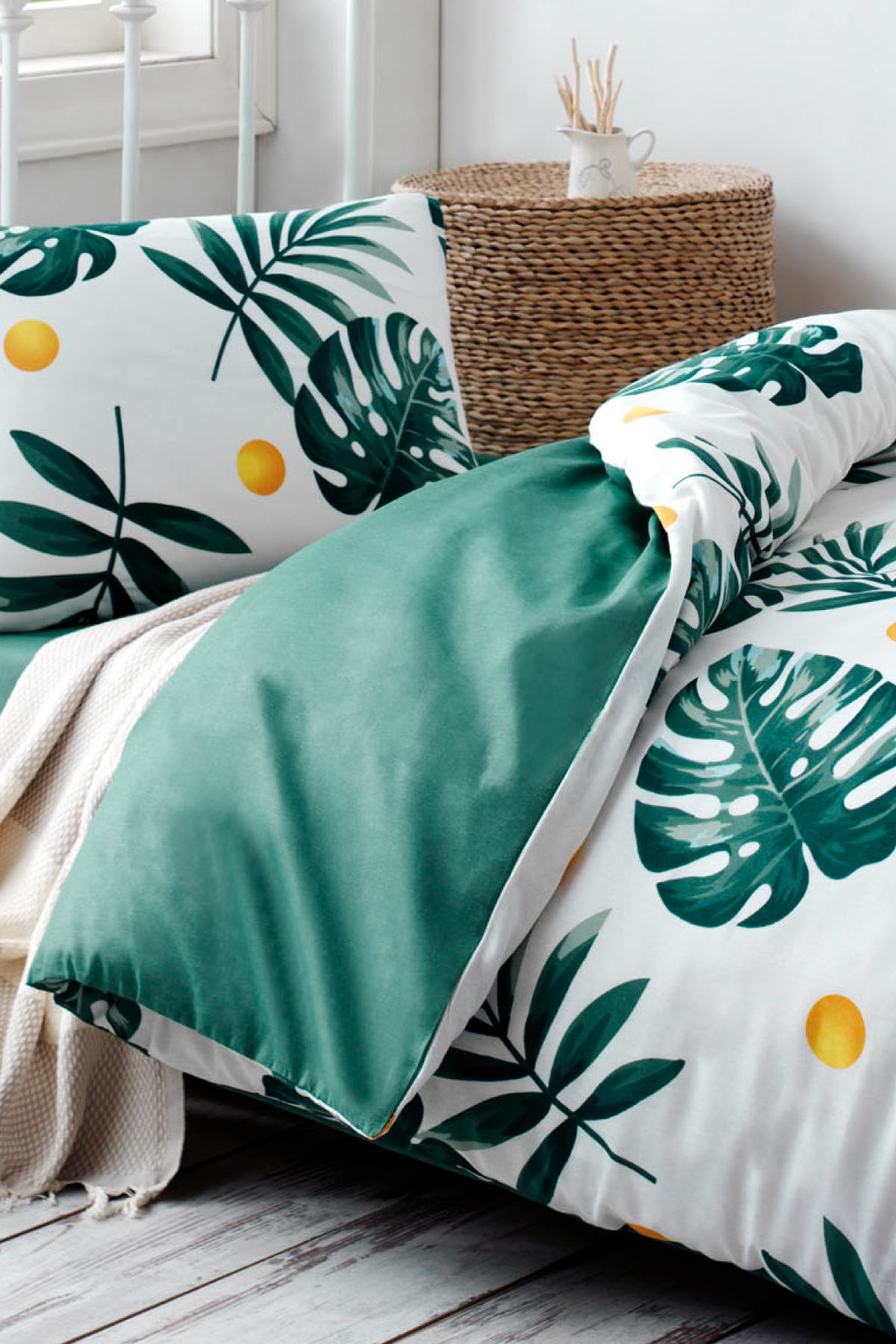 Eponj Home Tek Kişilik Kolay Ütülenir Nevresim Takımı Monstera Yeşil fotoğrafı 3 (önizleme)