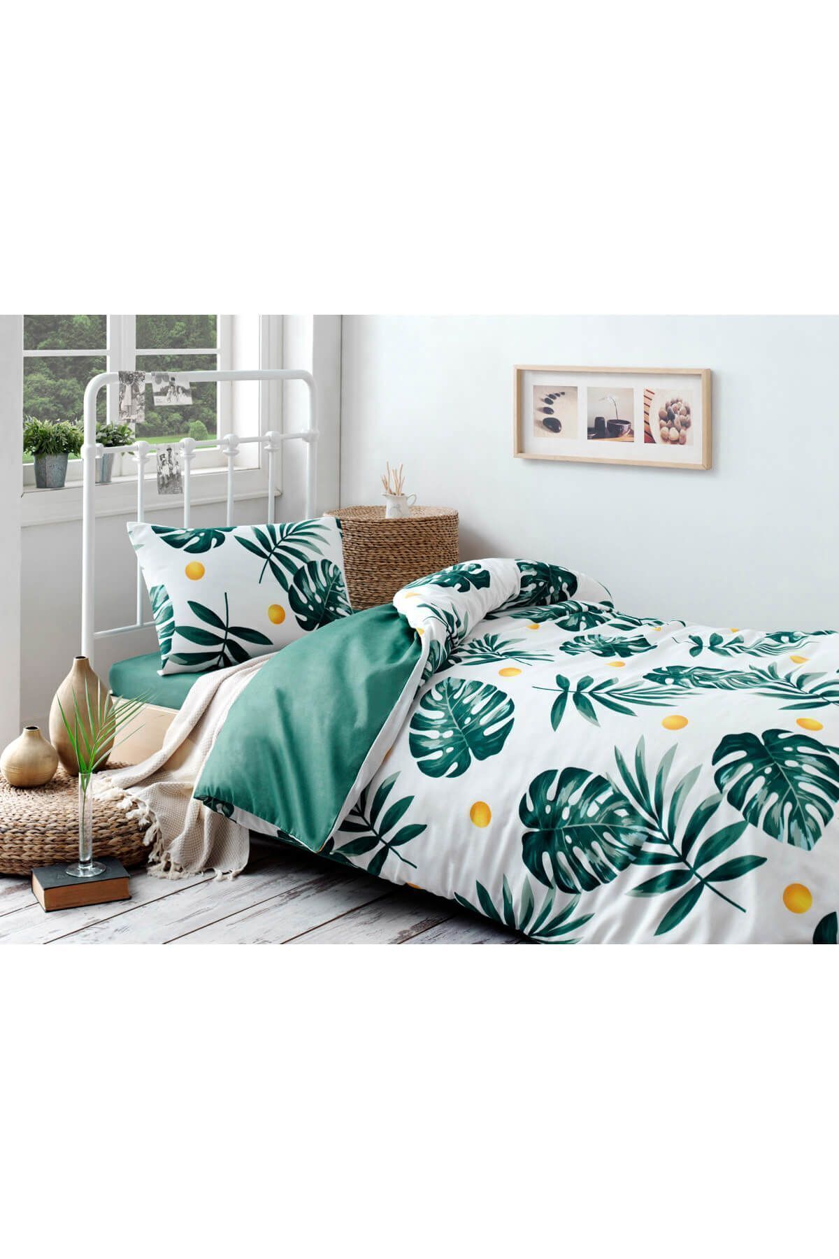 Eponj Home Tek Kişilik Kolay Ütülenir Nevresim Takımı Monstera Yeşil fotoğrafı 2 (önizleme)