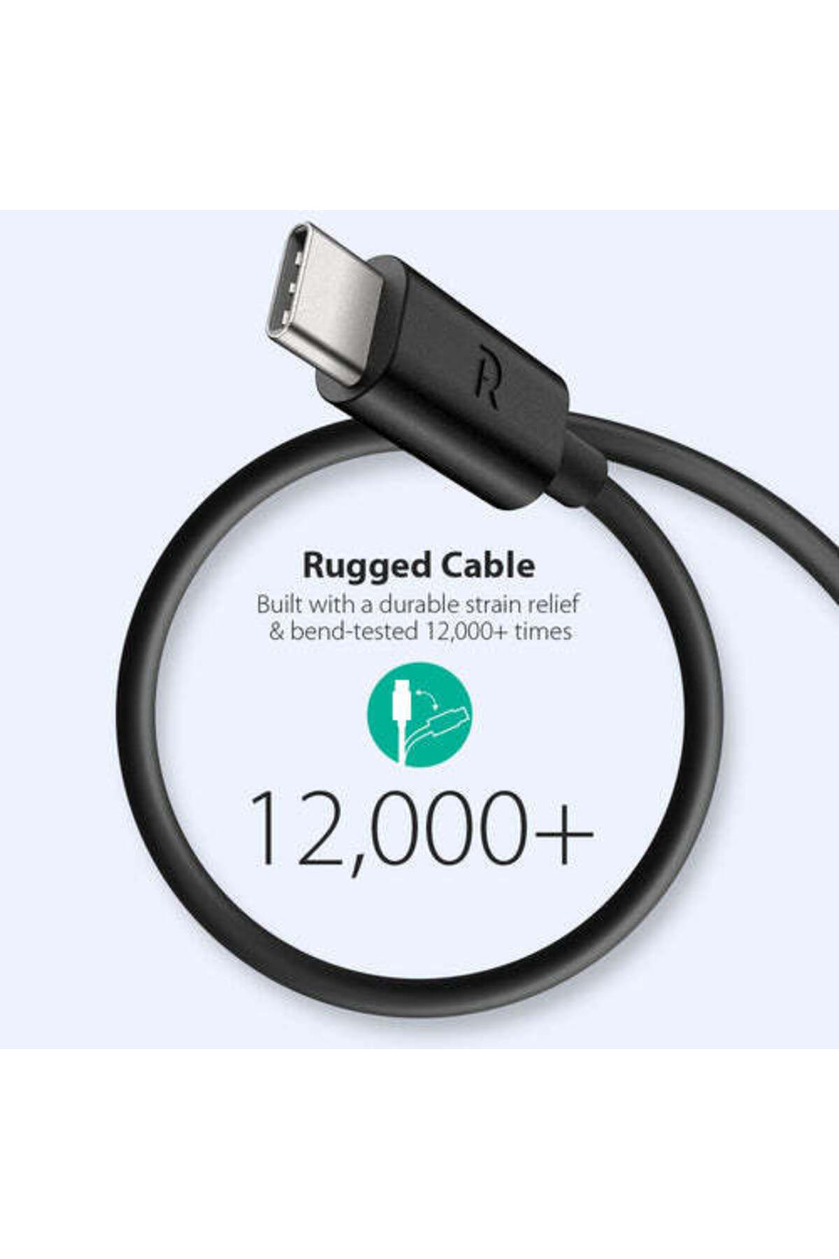 RavPower-1M USB-A to Type-C Charging Cable, Soft & PVC Material, 12000+ Bend Lifespan, Black 4