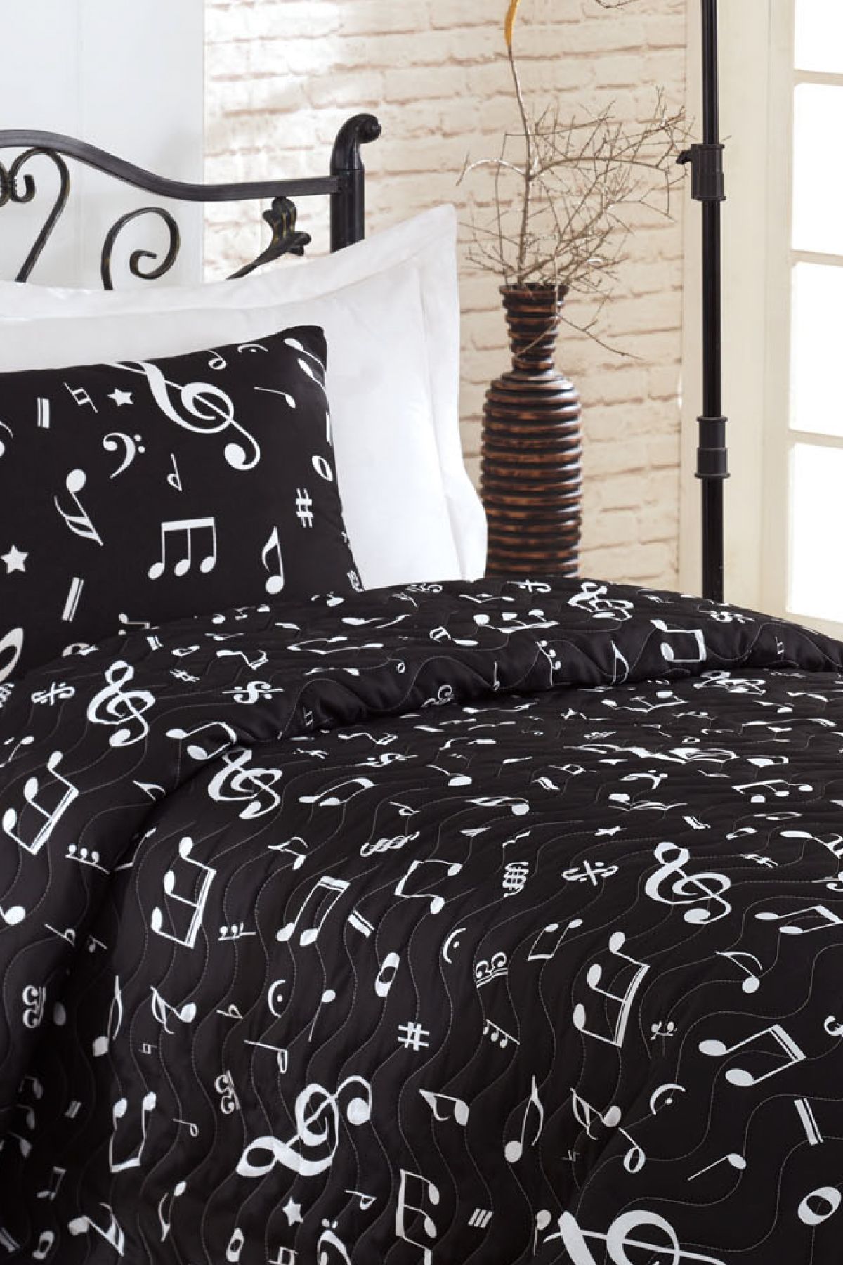 Eponj Home-Black Quilted Single Bedspread Set - Melodiy 4