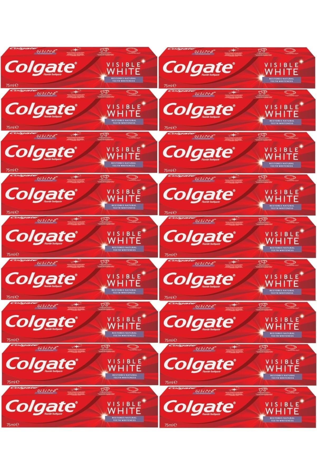 Colgate-معجون أسنان 75 مل أبيض مرئي/بيضاء مرئية (مجموعة 18 قطعة) 1