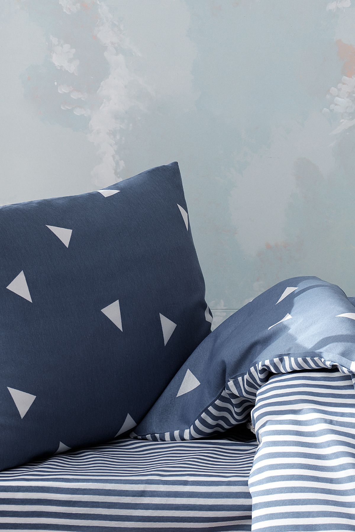 Eponj Home-Μονό Σετ Παπλωματοθήκη Easy-Iron Triangle Cloud Blue 3