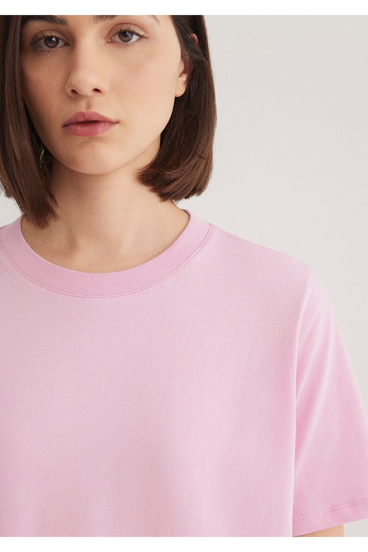 Mavi-Rosafarbenes Basic-T-Shirt mit normaler Passform 1600955 -71117 7