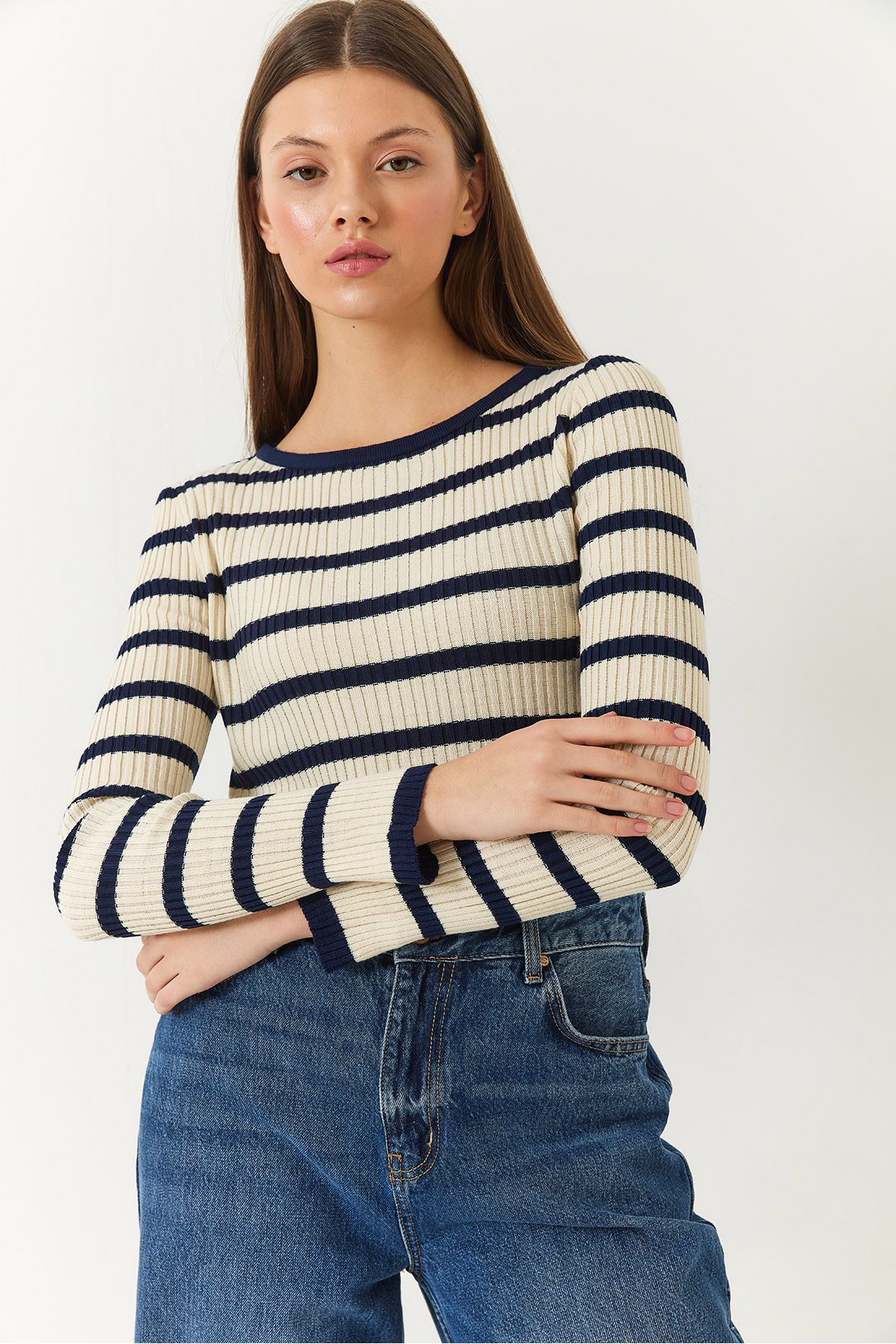 Bianco Lucci-Women's Striped Sweater 20246253 3