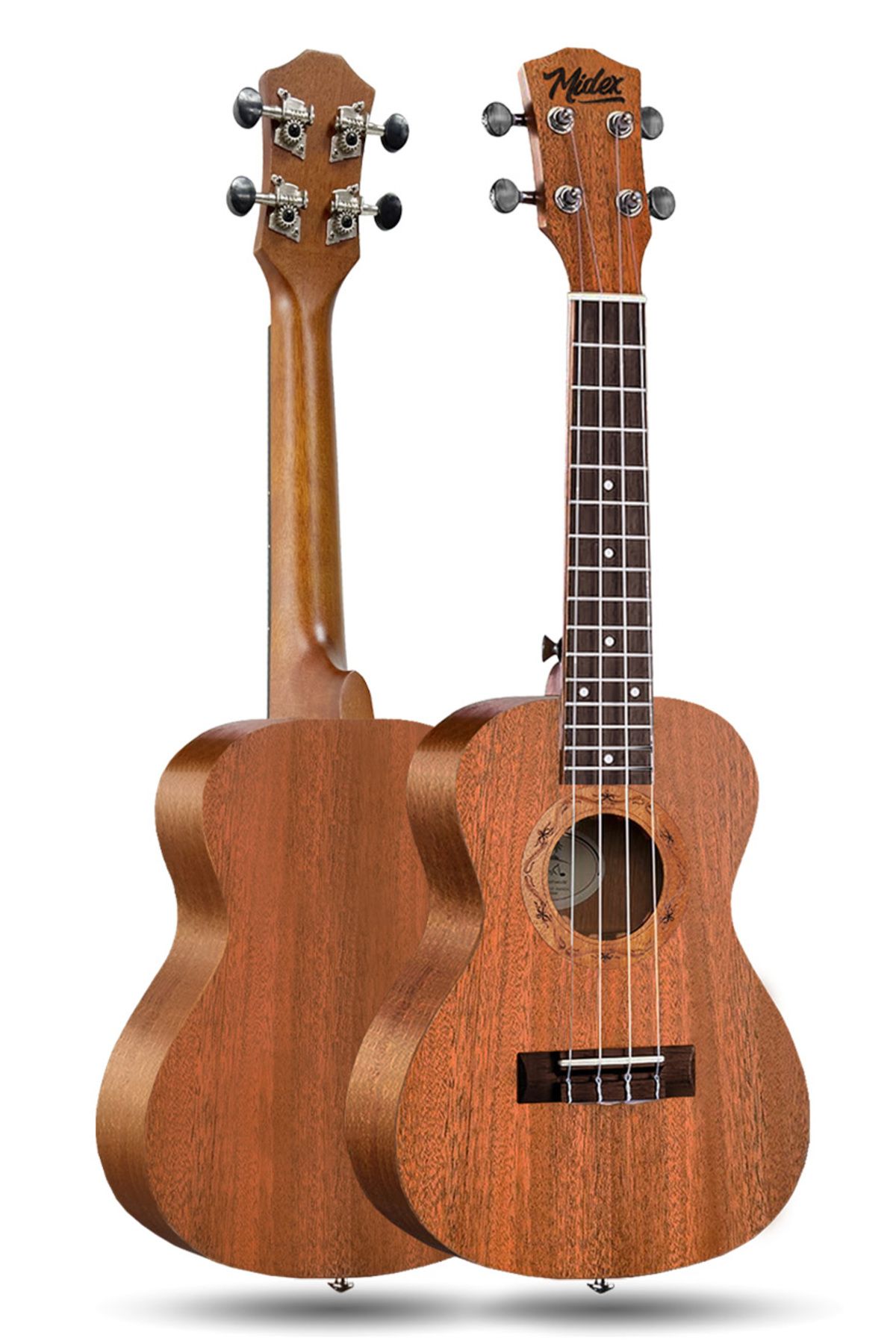 Midex-SP-21MC Set Mahogany Soprano Ukulele (Softcase Tuner Capo Method Musical Note Sticker Strap Plectrums) 4