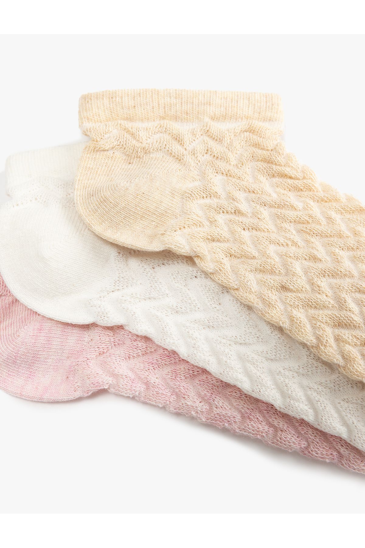 Koton-Set of 3 Textured Multicolored Booties Socks 3