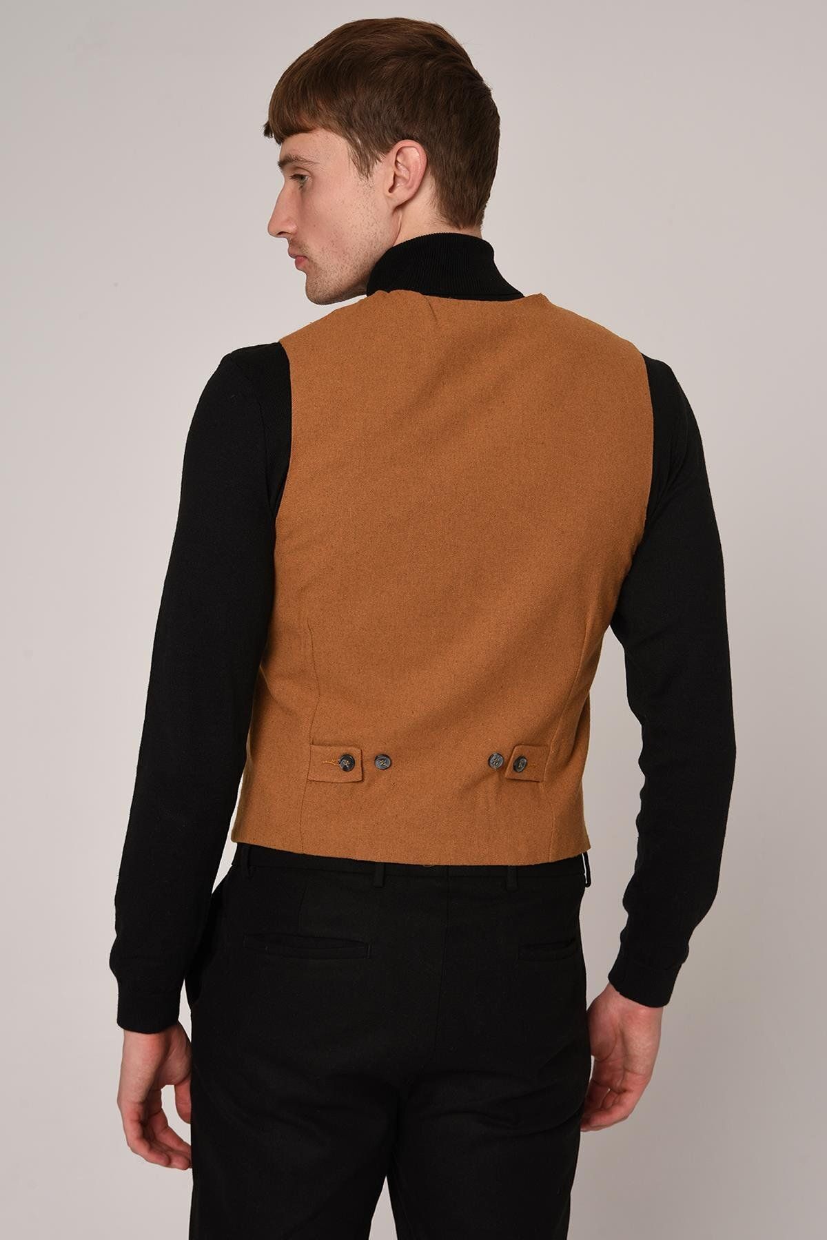 Antioch-Мъжки потник Slim Fit в горчица 4