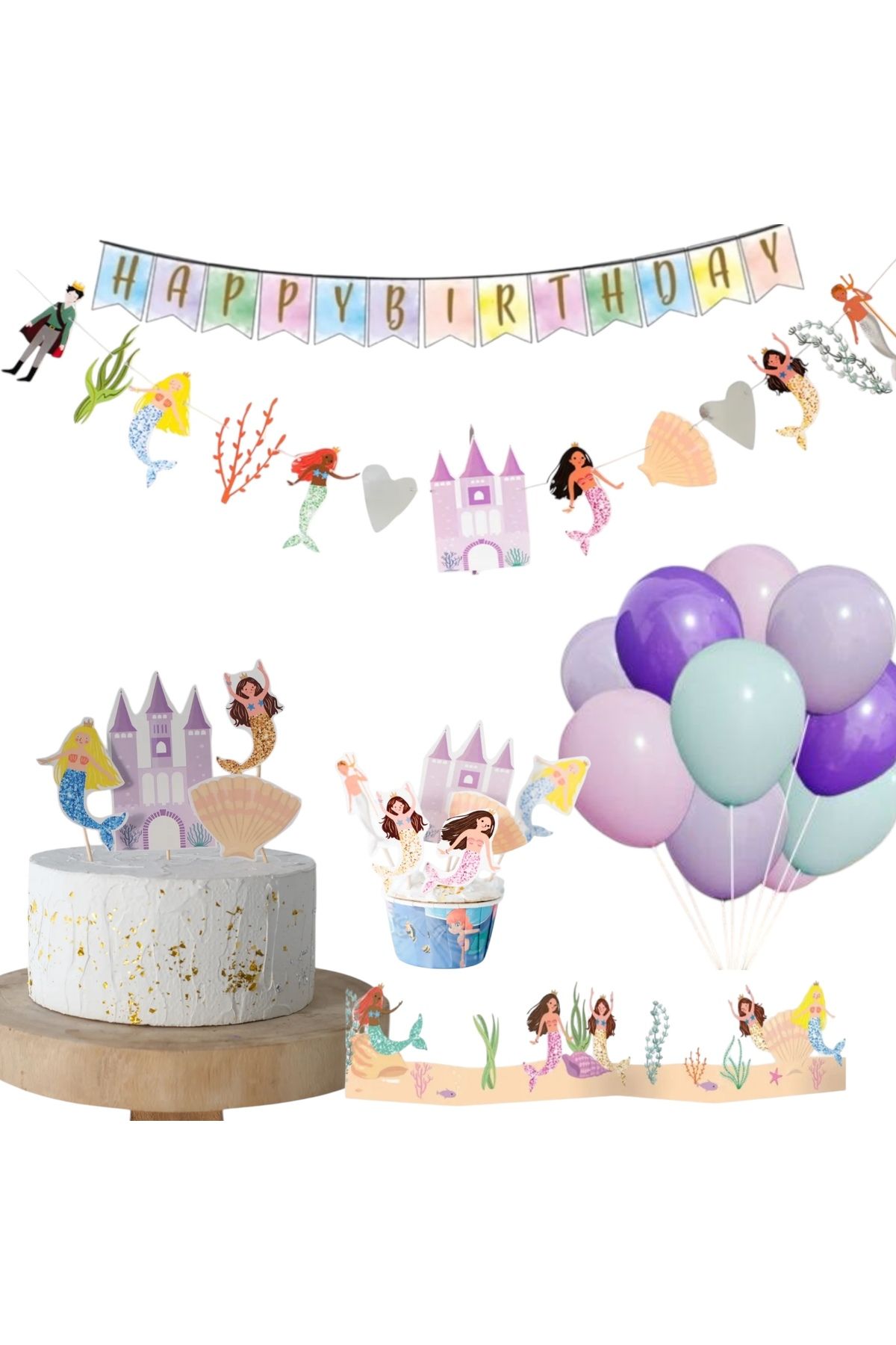 Partifabrik-Mermaid Themed Birthday Party Set 4