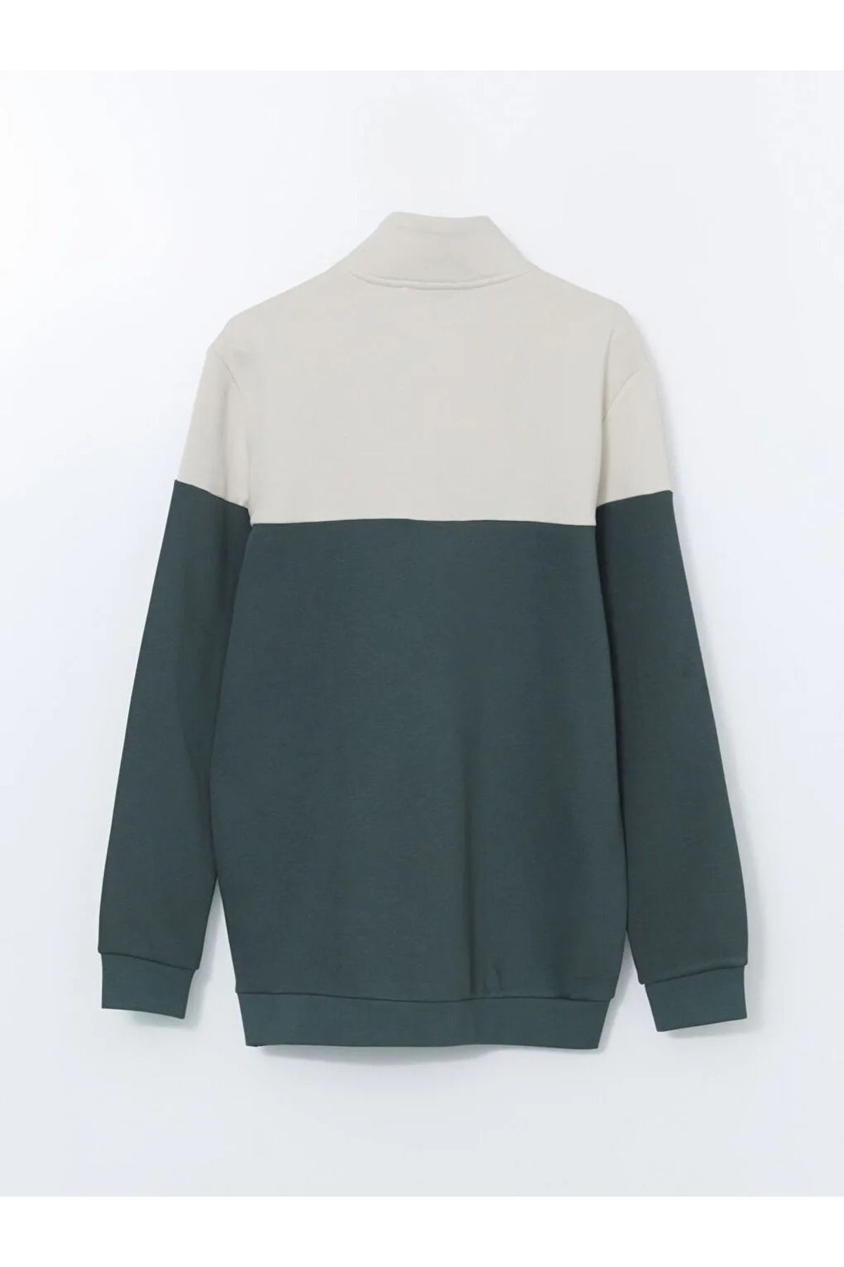 LC Waikiki-Lcwaikiki Classic Green Stand Collar Long Sleeve Color-Blocking Men's Sweatshirt 3