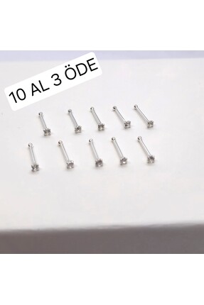 Set 925 Ayar Gümüş ( EKONOMİK 10 ADET )Yuvarlak Zirkon Taşlı 1,5 mm Hızma (10...