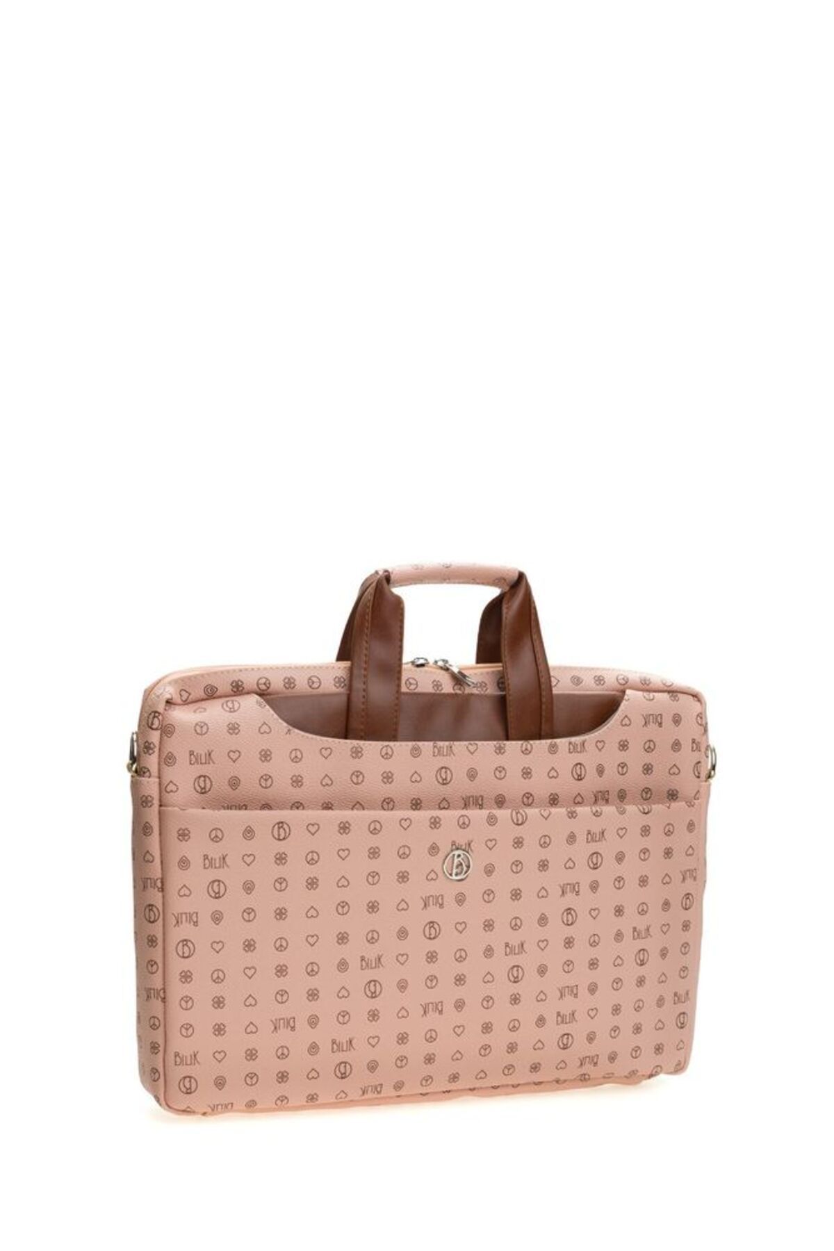 Bilik Deri-Pink/Tan Unisex Monogram Laptop and Briefcase - Briefcase-Mn 2