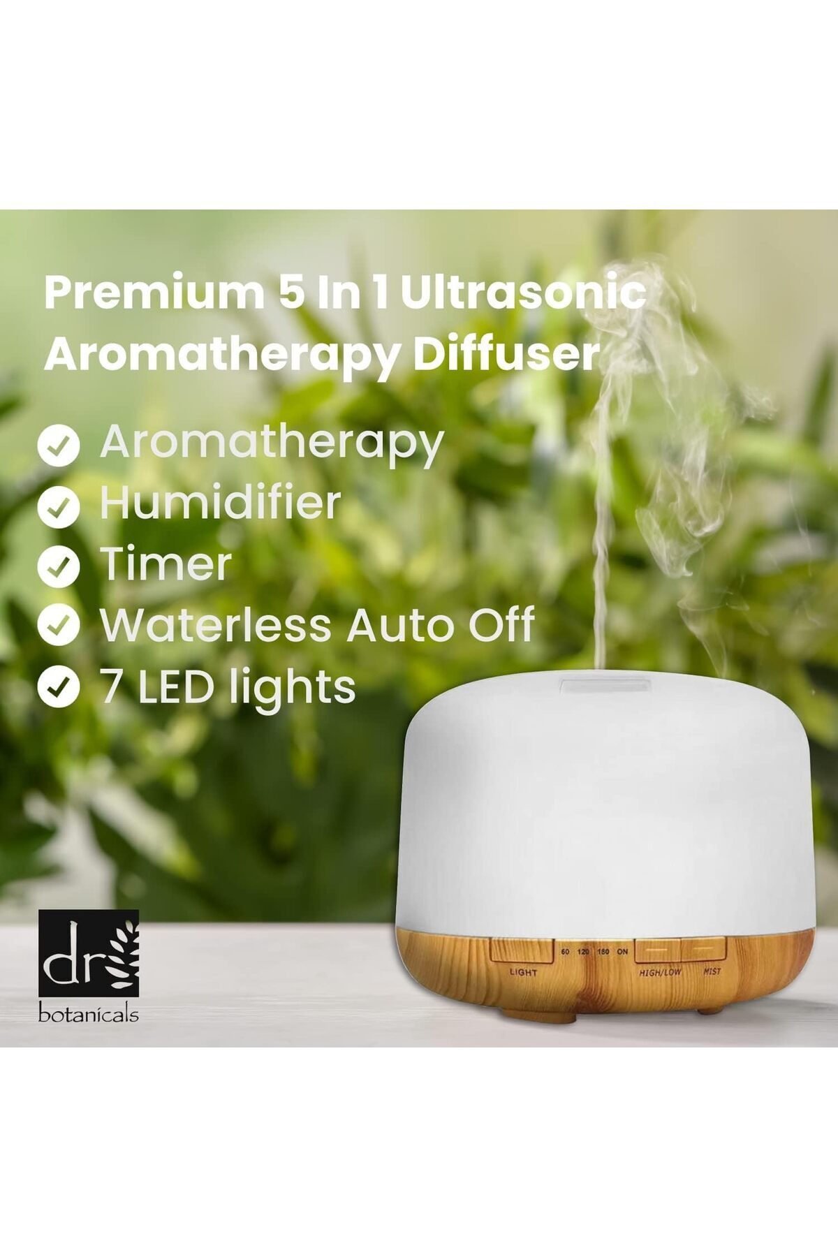 fulina-500ml Air Humidifier,with 7-Colour LED Lights and remote control,Two Mist Modes 3