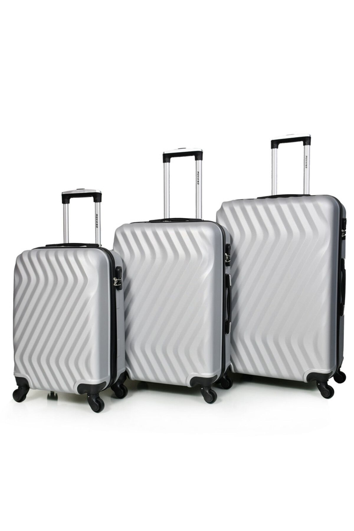 MORANO-3-Piece Unisex Morano Travel Luggage Trolley Set Silver Size 28''-24''-20'' Inches. 1