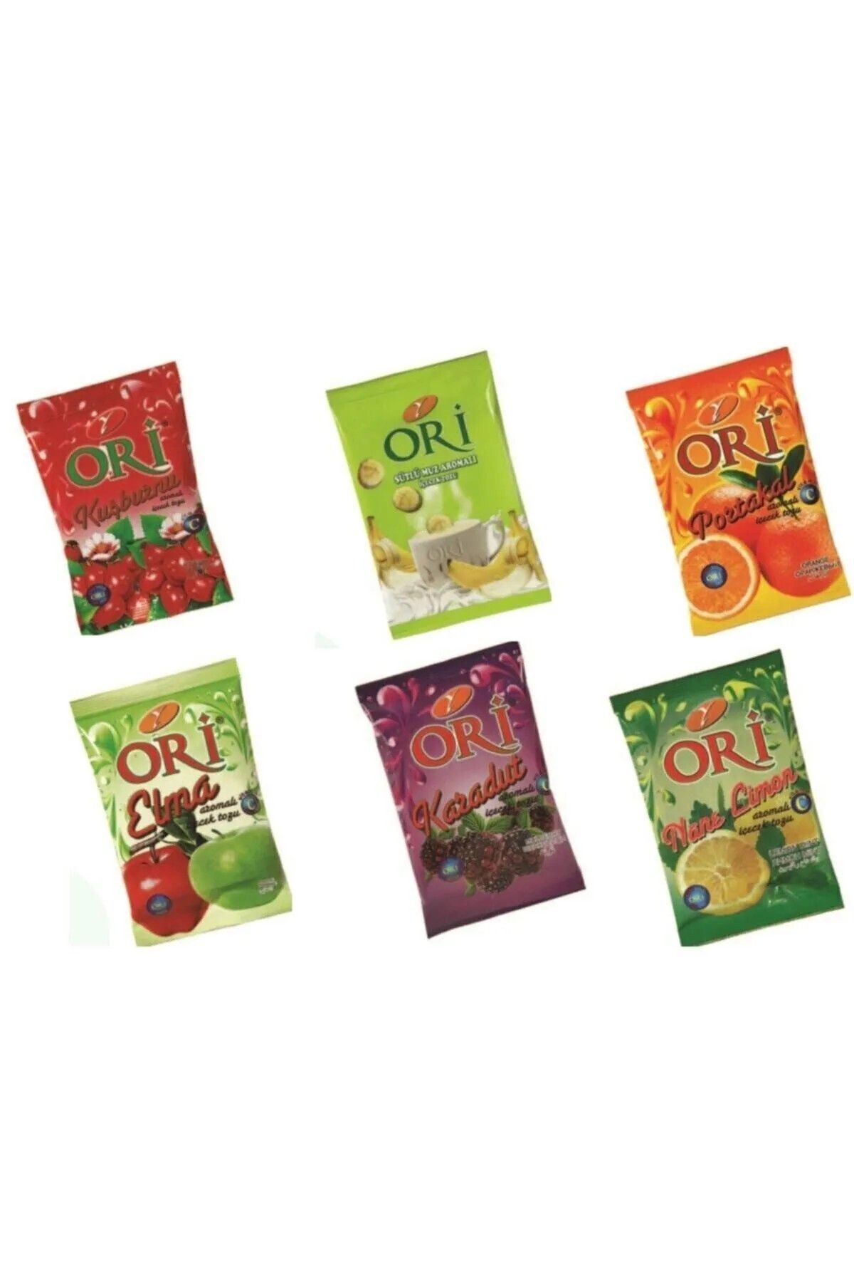 Ori ORİ 6LI İÇECEK TOZLARI 300GR X6 PAKET (karadut,kuşburnu,sütlümuz,portakal,elma,nanelimon)