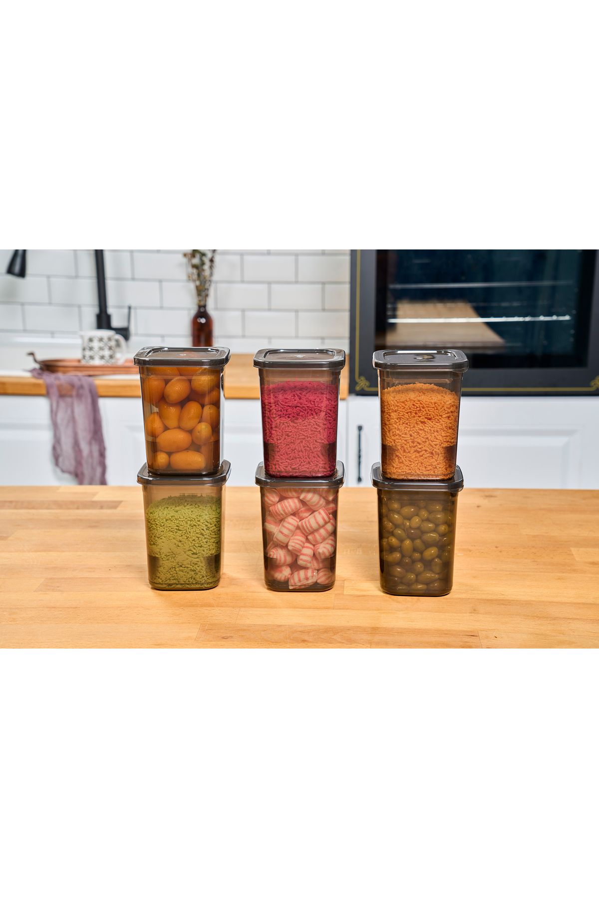 SUPERPUP-Set of 12 Self-Covered Square Storage Containers Anthracite Food and Condiment Set 1150 ml 3