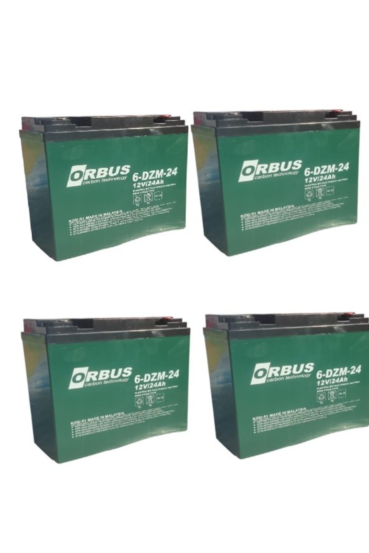 ORBUS 12V 24 AMPER (DİK) ELEKTRİKLİ BİSİKLET AKÜSÜ 4'lü PAKET