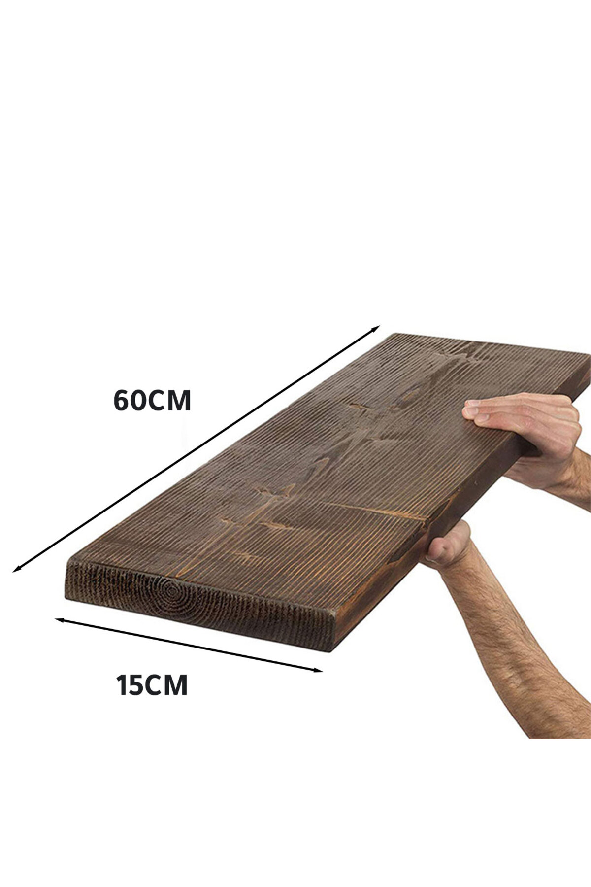 رف خشبي مثبت على الحائط مقاس: 15X60 سم