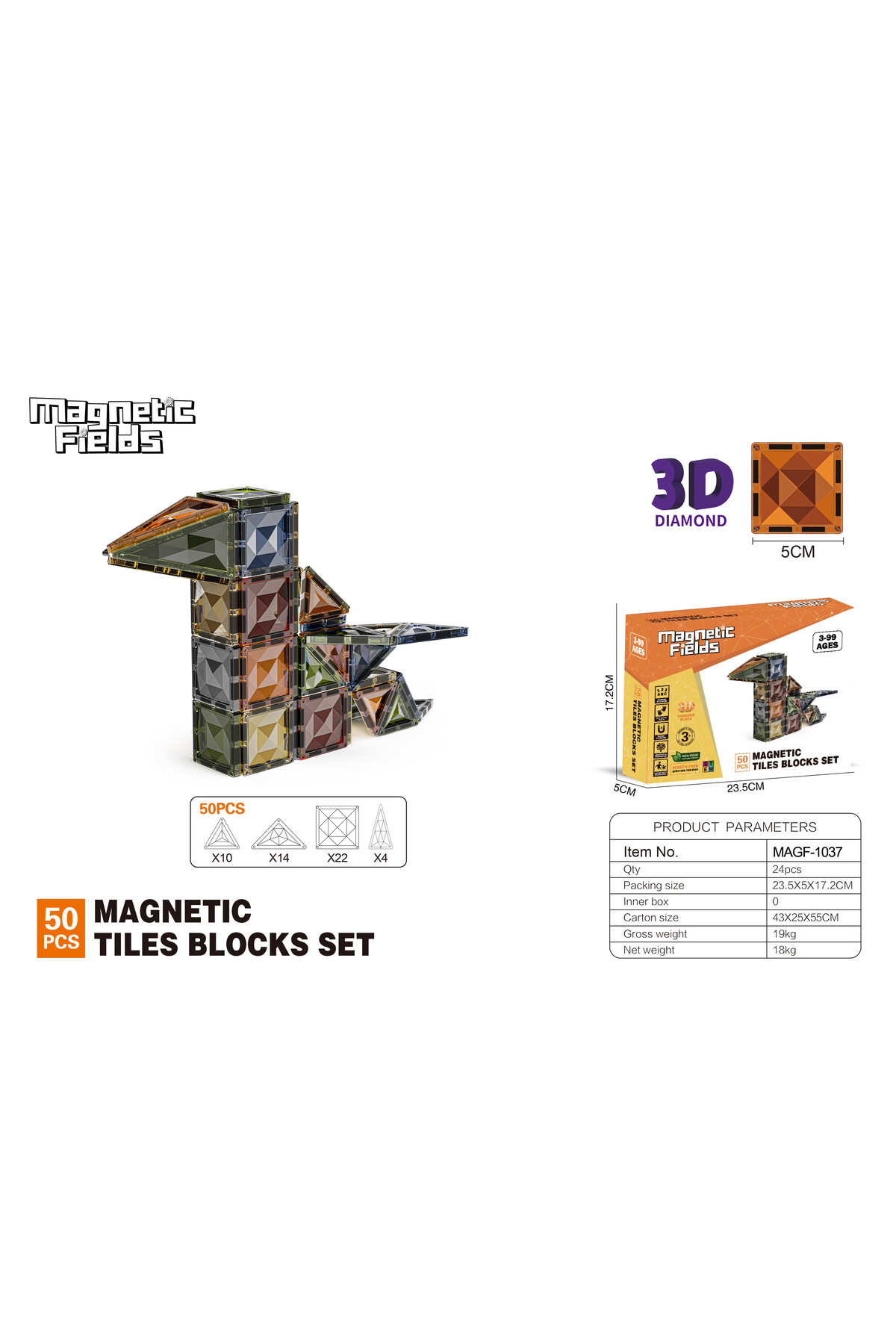 مجموعه بلوک‌های مغناطیسی – ۵۰ عدد