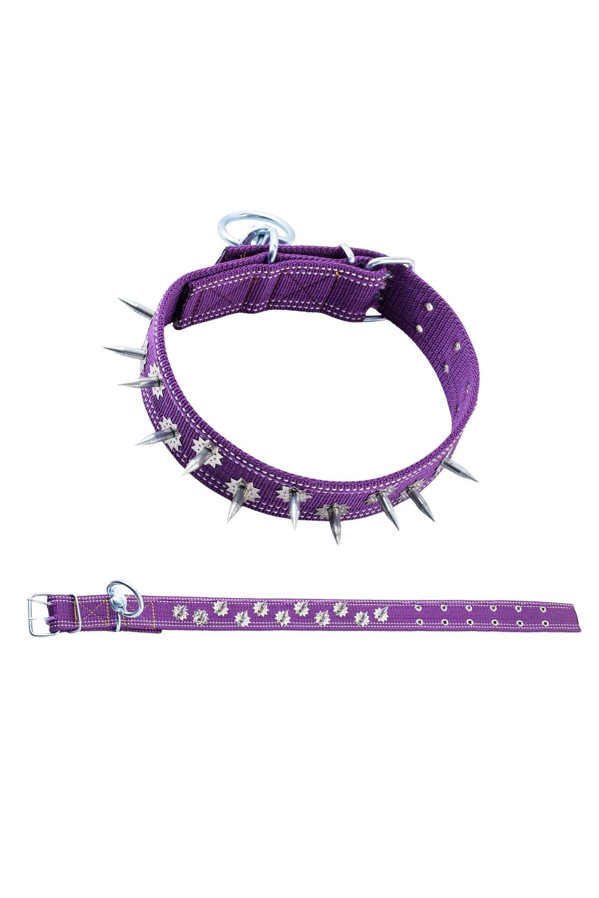 SAVEX Dokuma Çivili Köpek Boyun Tasması - 5*80 cm - Mor