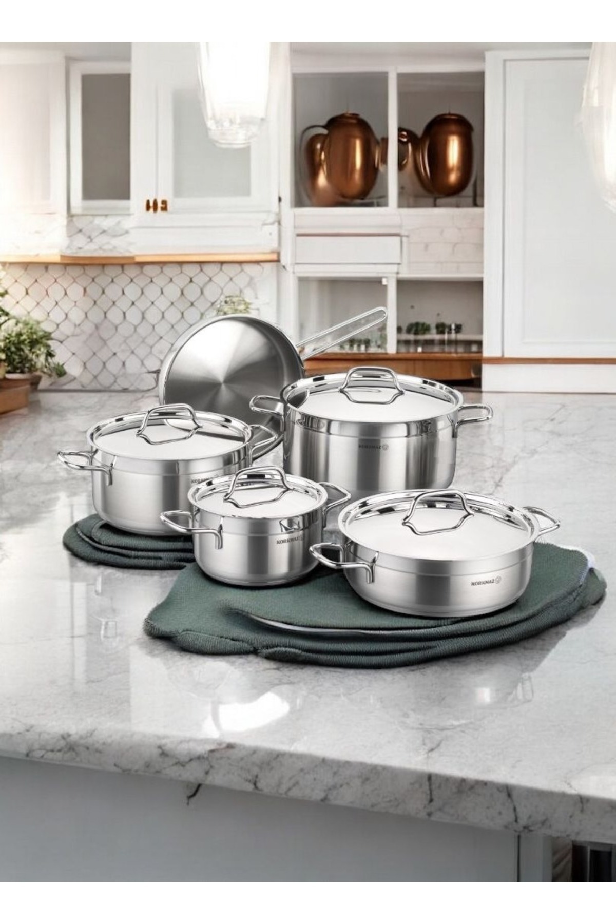 طقم أواني طهي من الستانلس ستيل من ألفا، 9 قطع، A1660