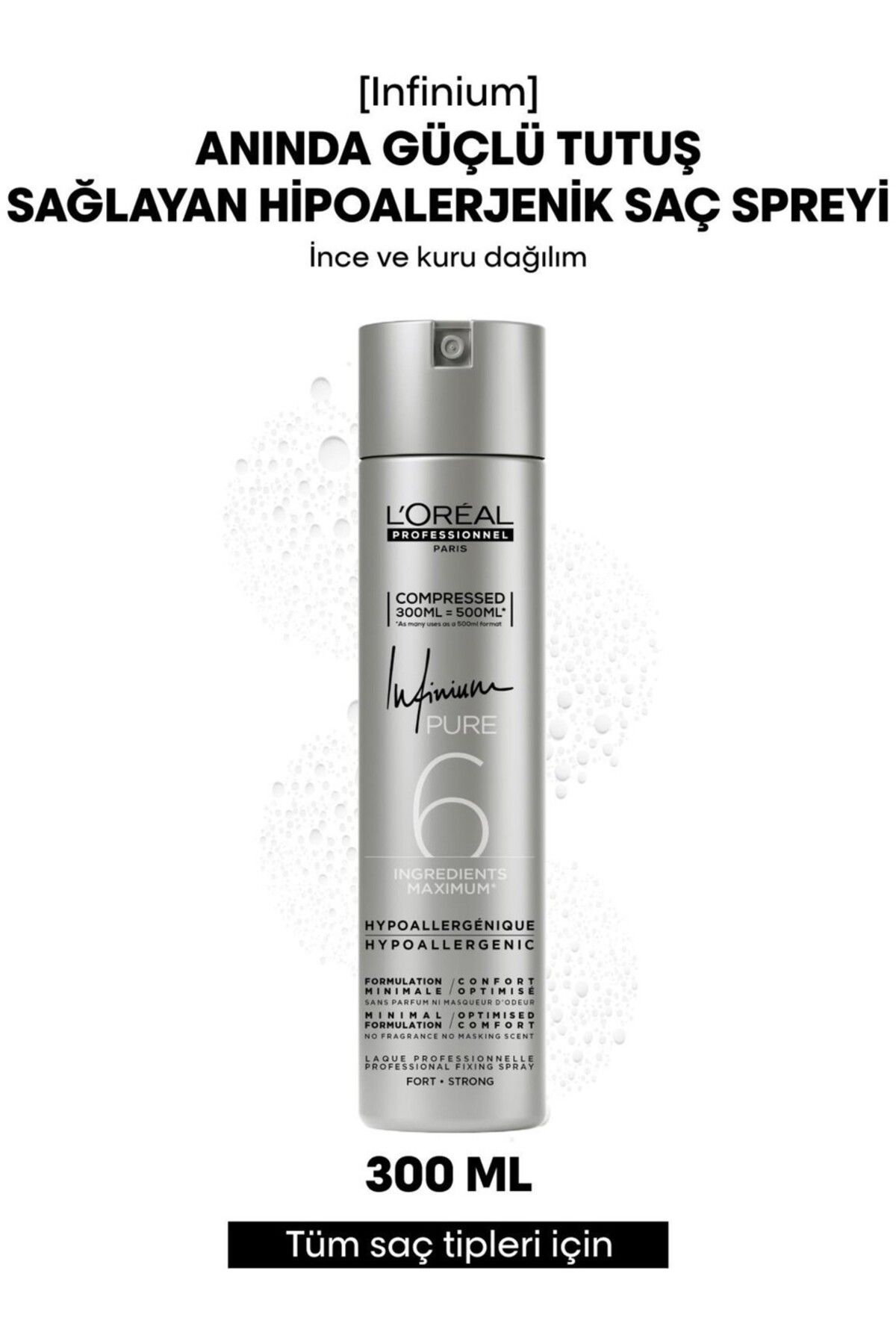 L'oreal Professionnel Infinium Pure Fort- Strong Saç Spreyi 300 Ml- Yeni Ambalaj