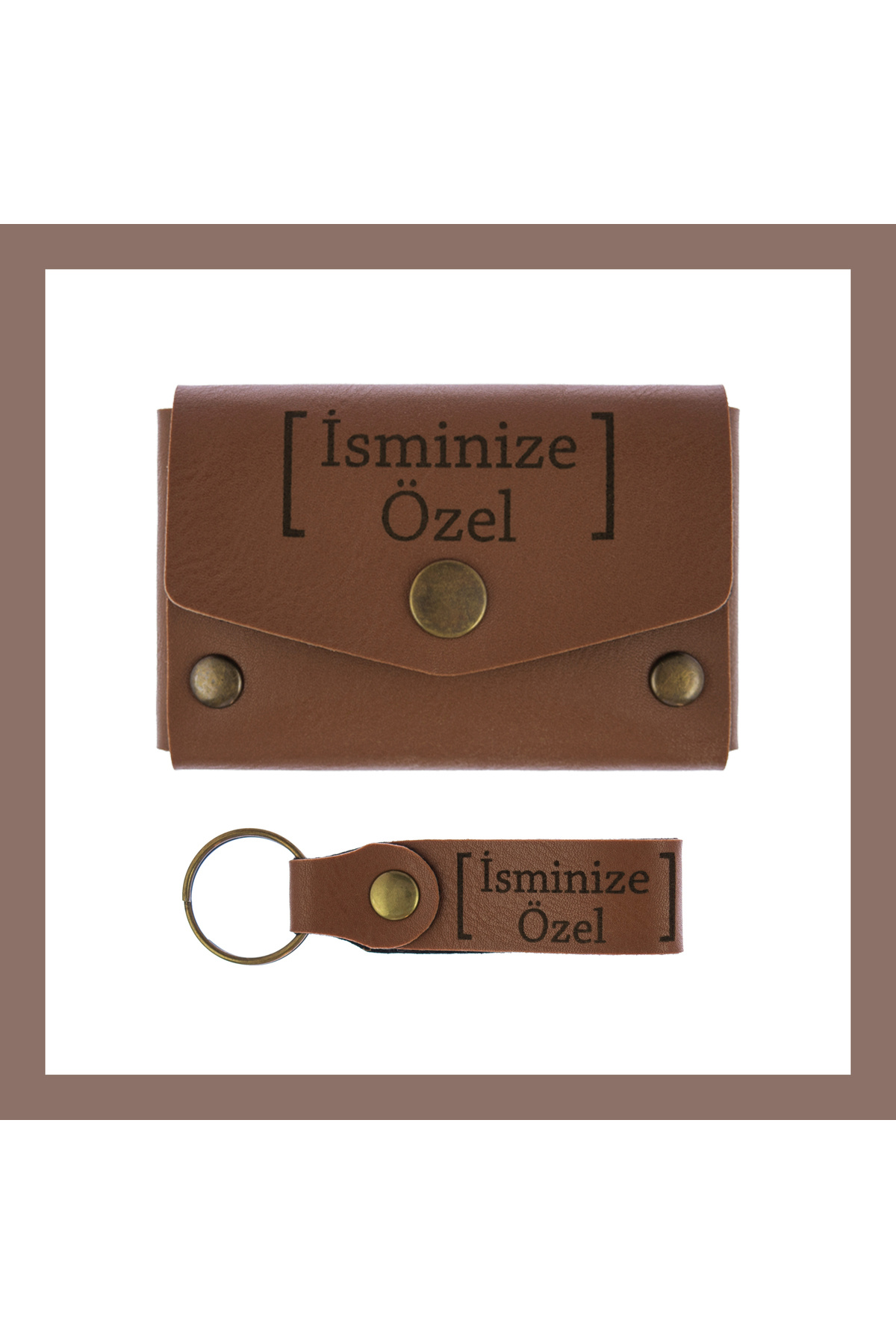 miawiki Kahve Renginde, İsminize Özel Cüzdan ve Anahtarlık Seti, Eşsiz Hediye Takımı, Şık ve Özgün Tasarım