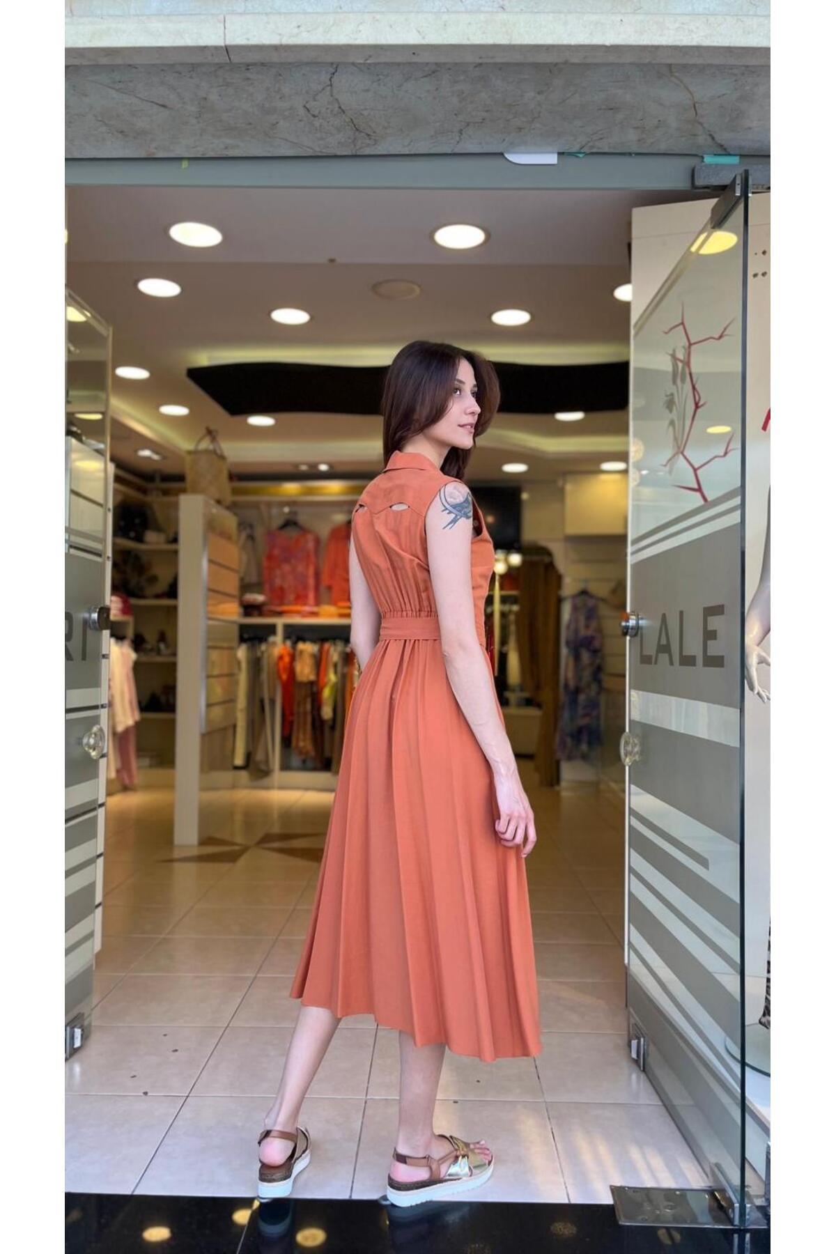Unique-Midi Length Window Detailed Dress 3