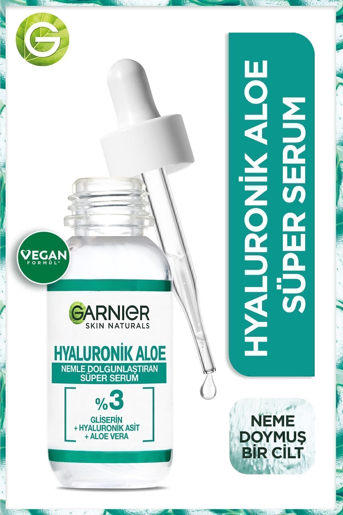 سوپر سرم هیالورونیک آلوئه (3% گلیسیرین) + سرم ویتامین C (نیاسین آمید + اسید سالیسیلیک) Garnier