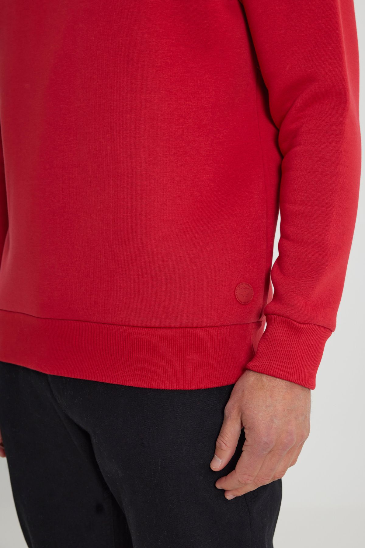 AC&Co / Altınyıldız Classics-Erkek Kırmızı Standard Fit Normal Kesim Içi Polarlı 3 Iplik Bisiklet Yaka Pamuklu Sweatshirt 5