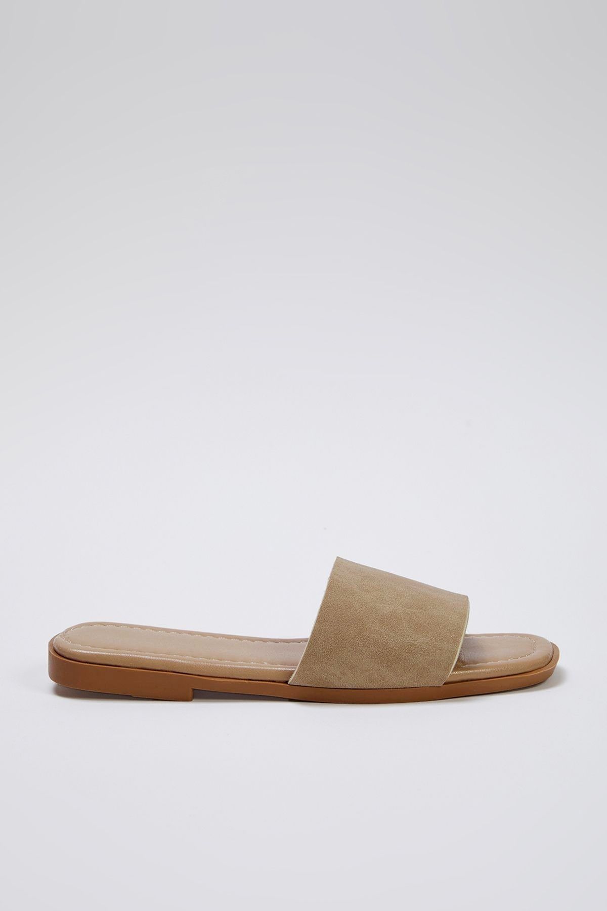 TRENDYOL SHOES-Norkové rebrované ploché dámske papuče TAKSS25TE00014 3
