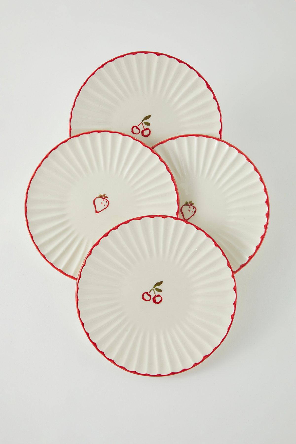 Trendyol Collection-4 db kerámia gyümölcsmintás tortatál készlet 22 cm TPHSS25TBK00010 4