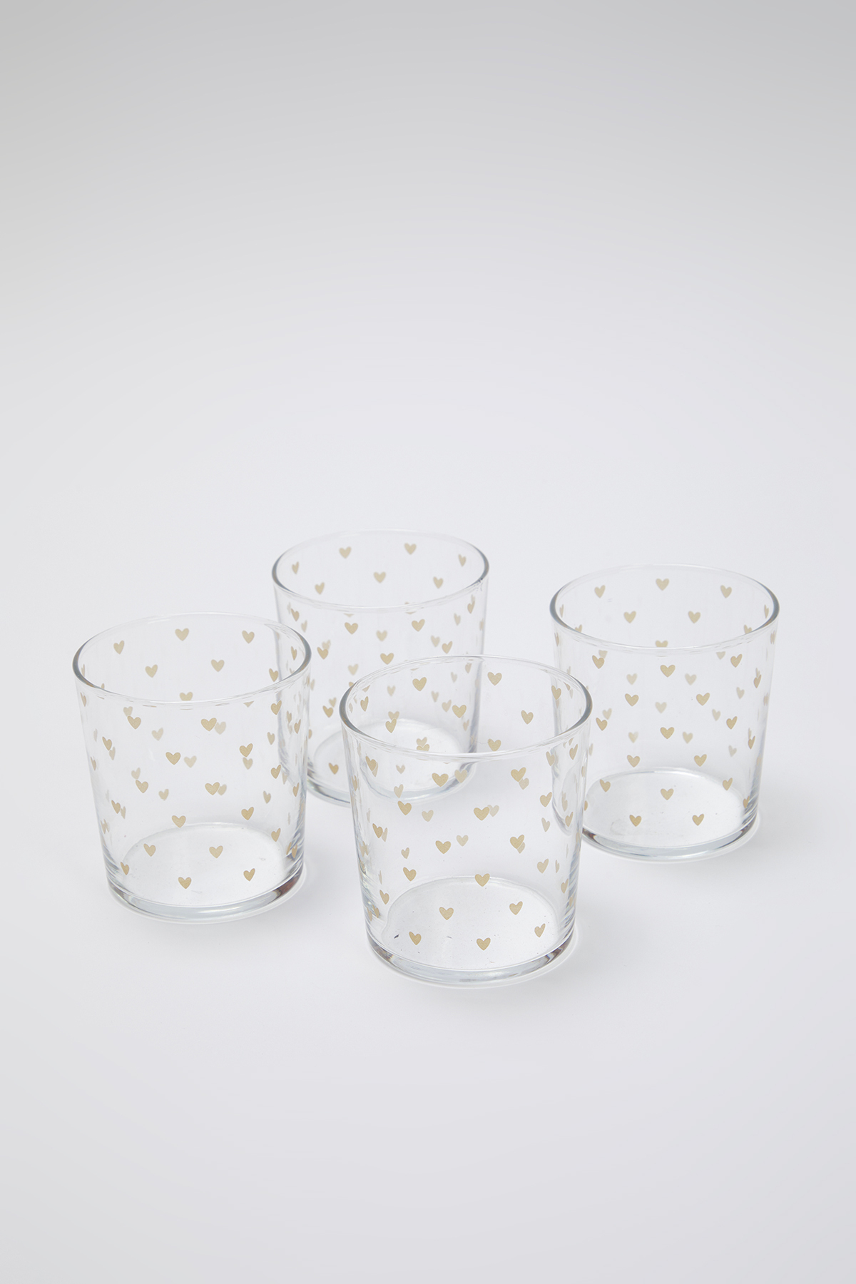 Trendyol Collection Gold Heart Printed Set of 4 Glasses Tphss25Brd00004