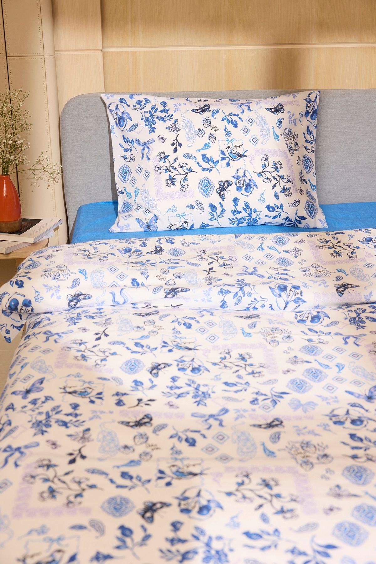 Trendyol Collection Poszewka Na Kołdrę Pojedyncza Z Bawełny I Poliestru W Kolorze Niebieskim, Wzorzystym, 160x220 Cm - One Size