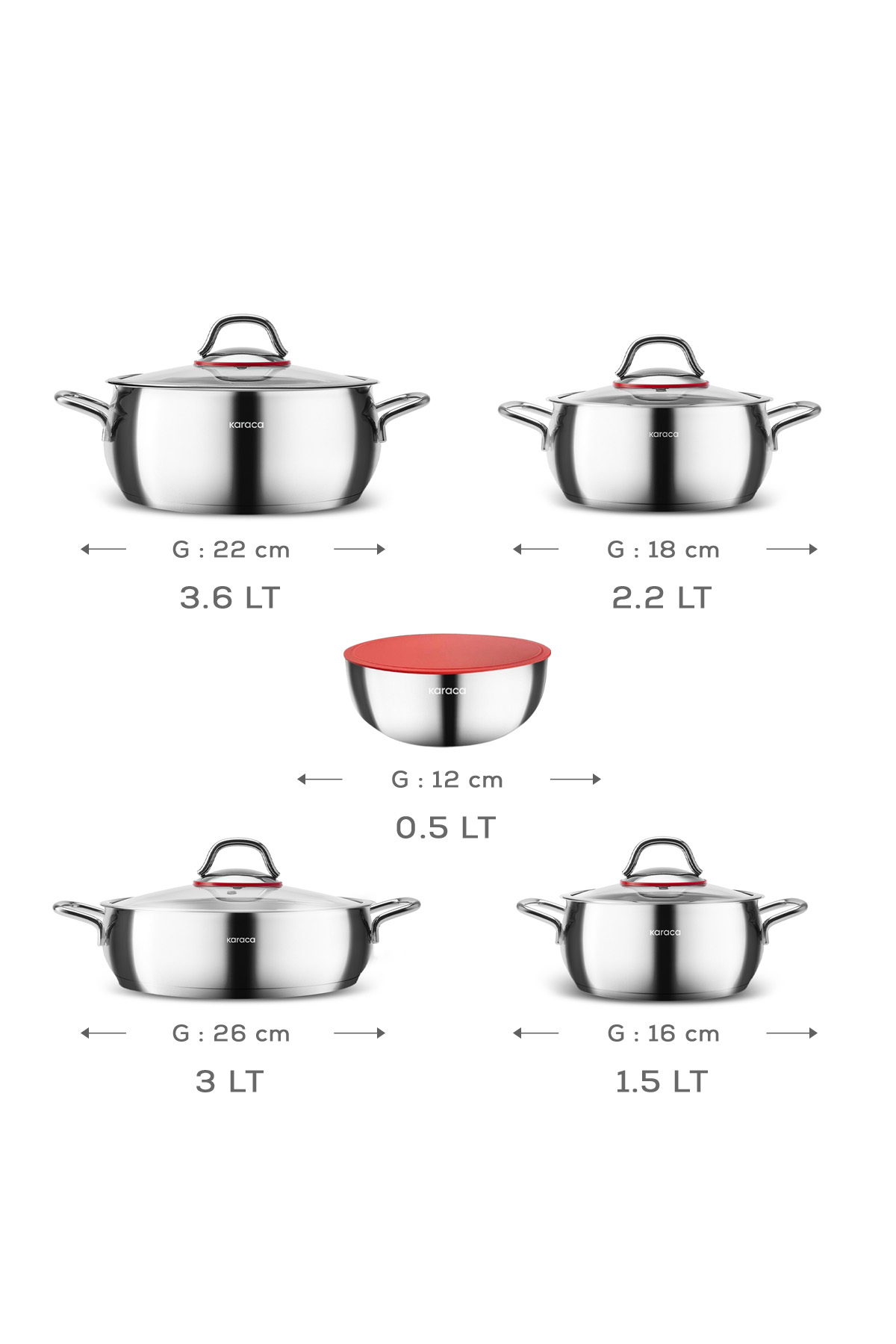 Karaca Emirgan XL 10 Piece Steel Cookware Set with Storage Cover