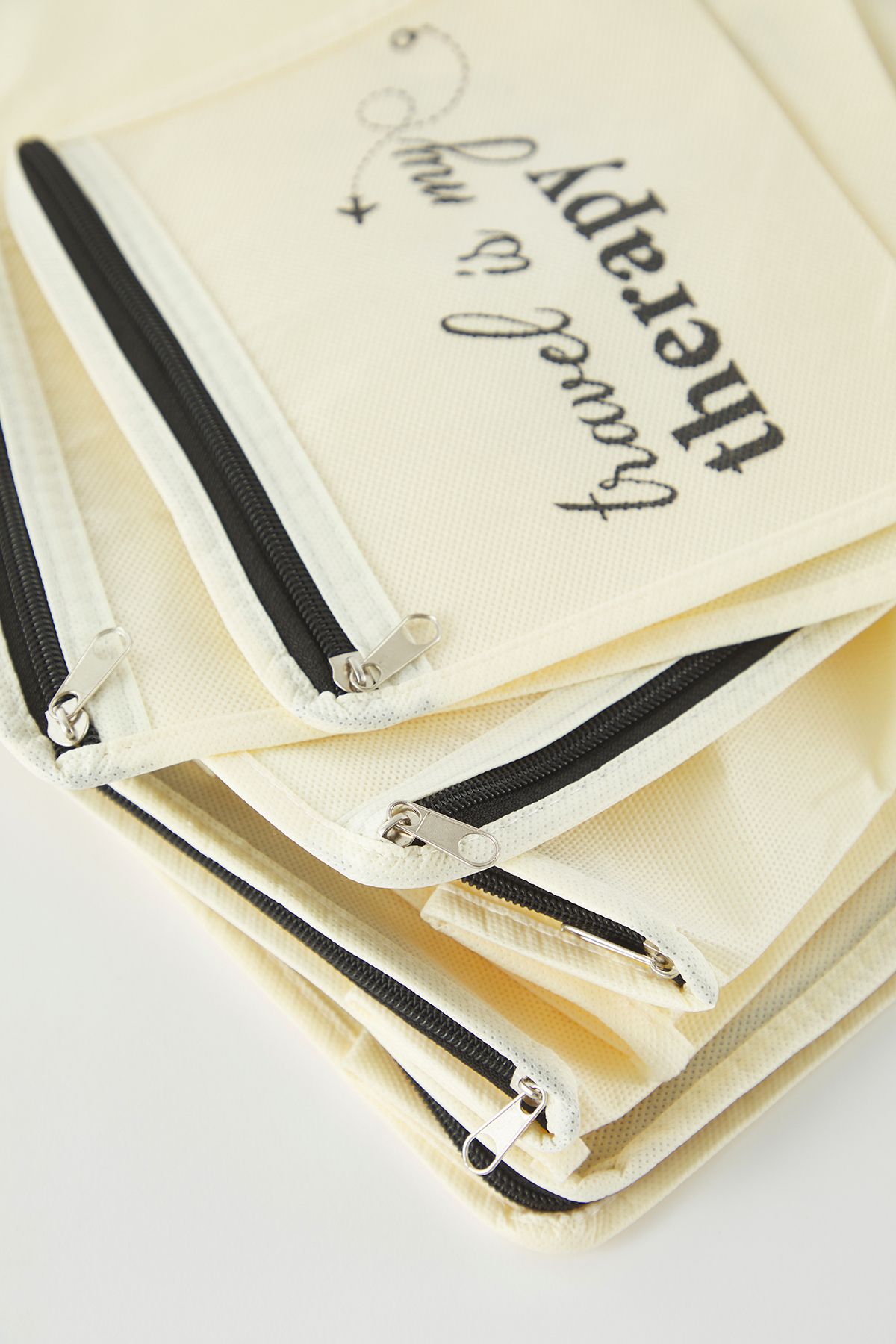 Trendyol Collection-Set of 6 Suitcase Organizers with Slogan Print and Zipper Detail Tphss25Bid00003 3
