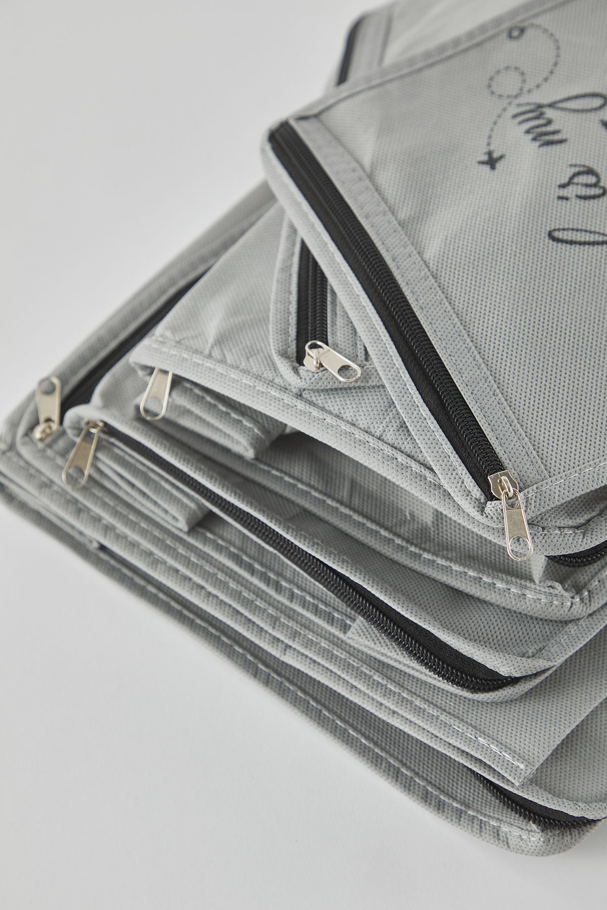 Trendyol Collection-Set of 6 Suitcase Organizers with Slogan Print and Zipper Detail Tphss25Bid00003 3