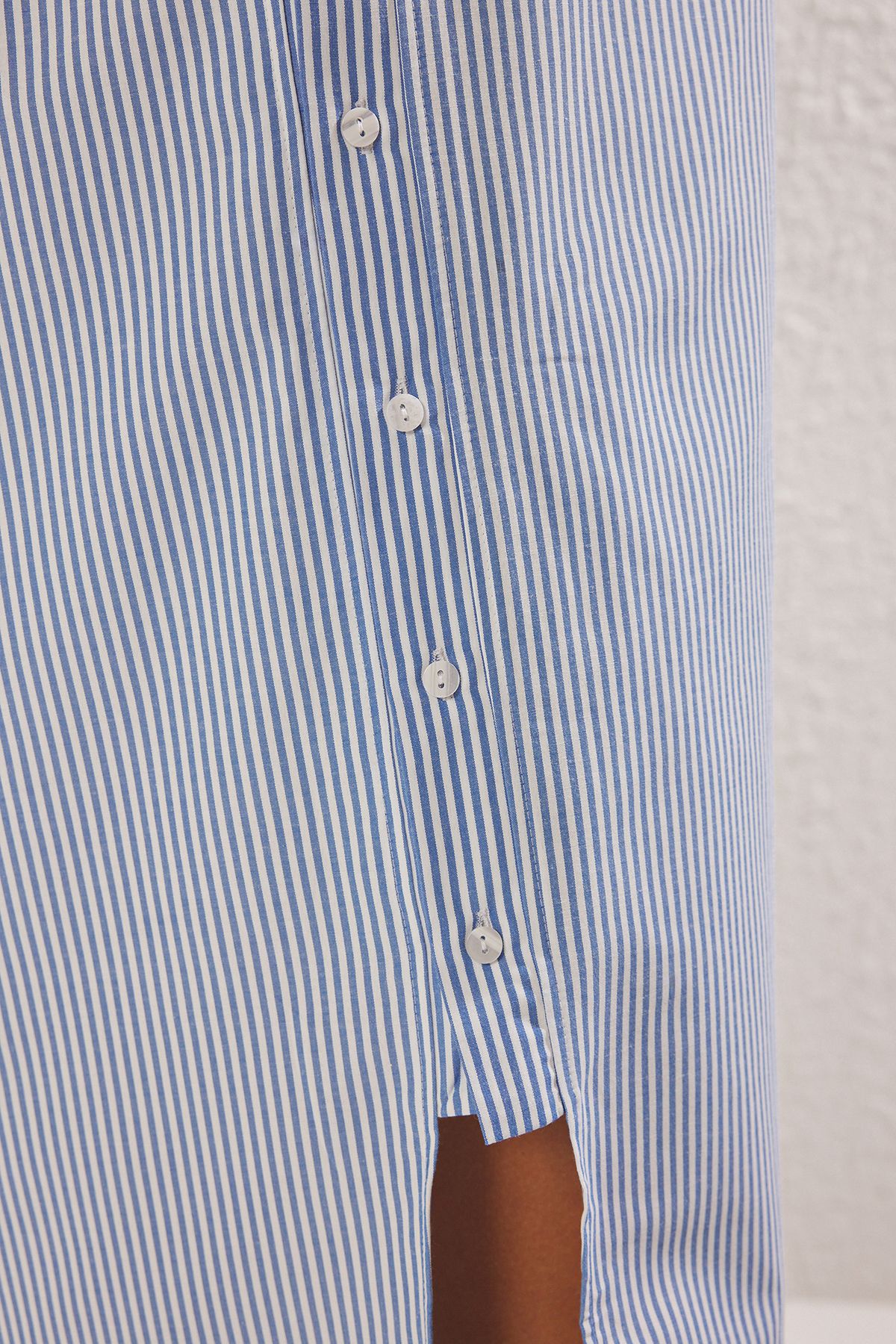 Trendyol Collection-Modro-vícebarevné šaty v hladkém střihu Maxi tkaný proužek 49 % Polyester, 48 % Bavlna, 3 % Elastan 4