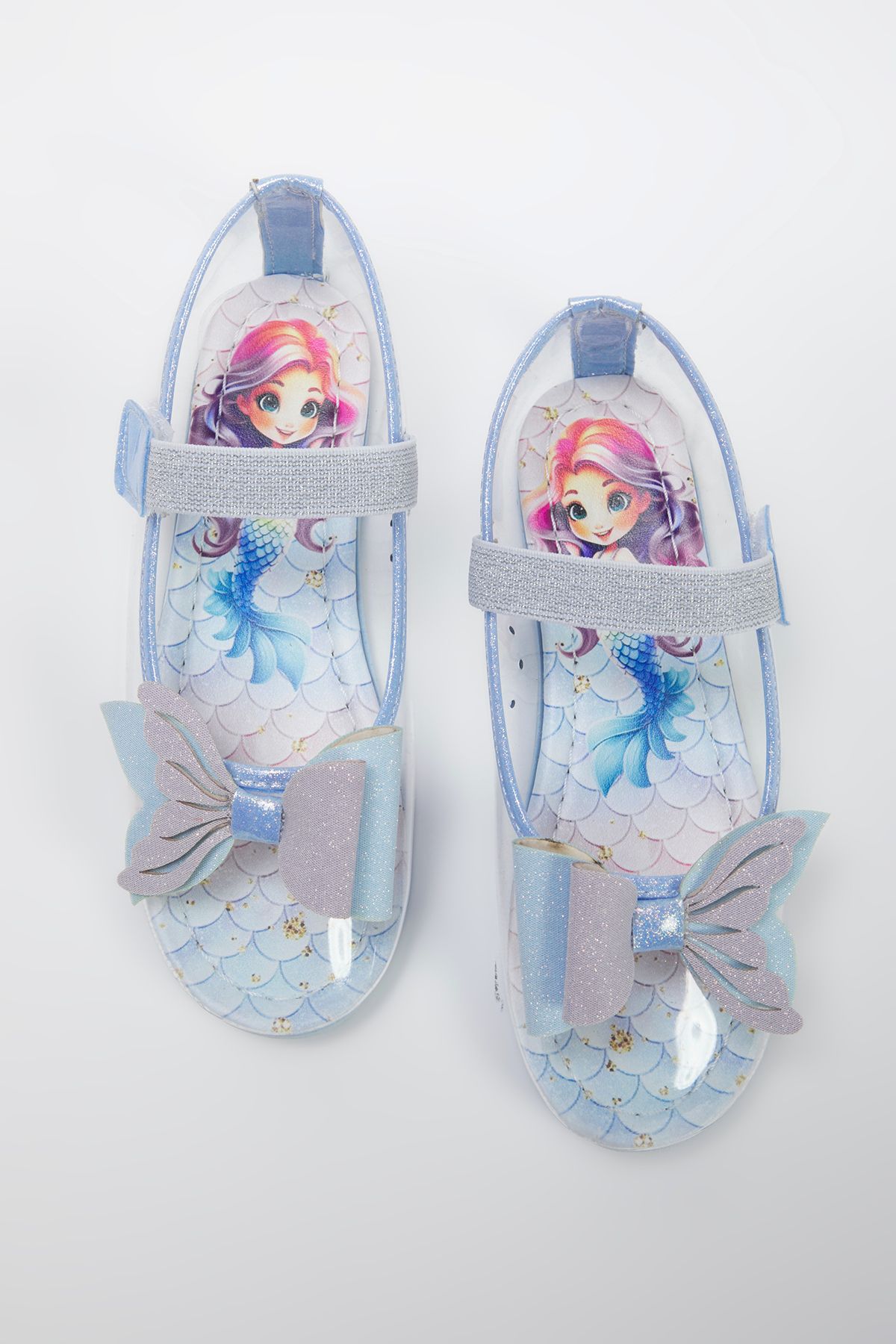 TRENDYOL SHOES-Niebieskie Przezroczyste Brokatowe Baleriny Dziewczynki Mary Jane TAKSS25BE00024 1