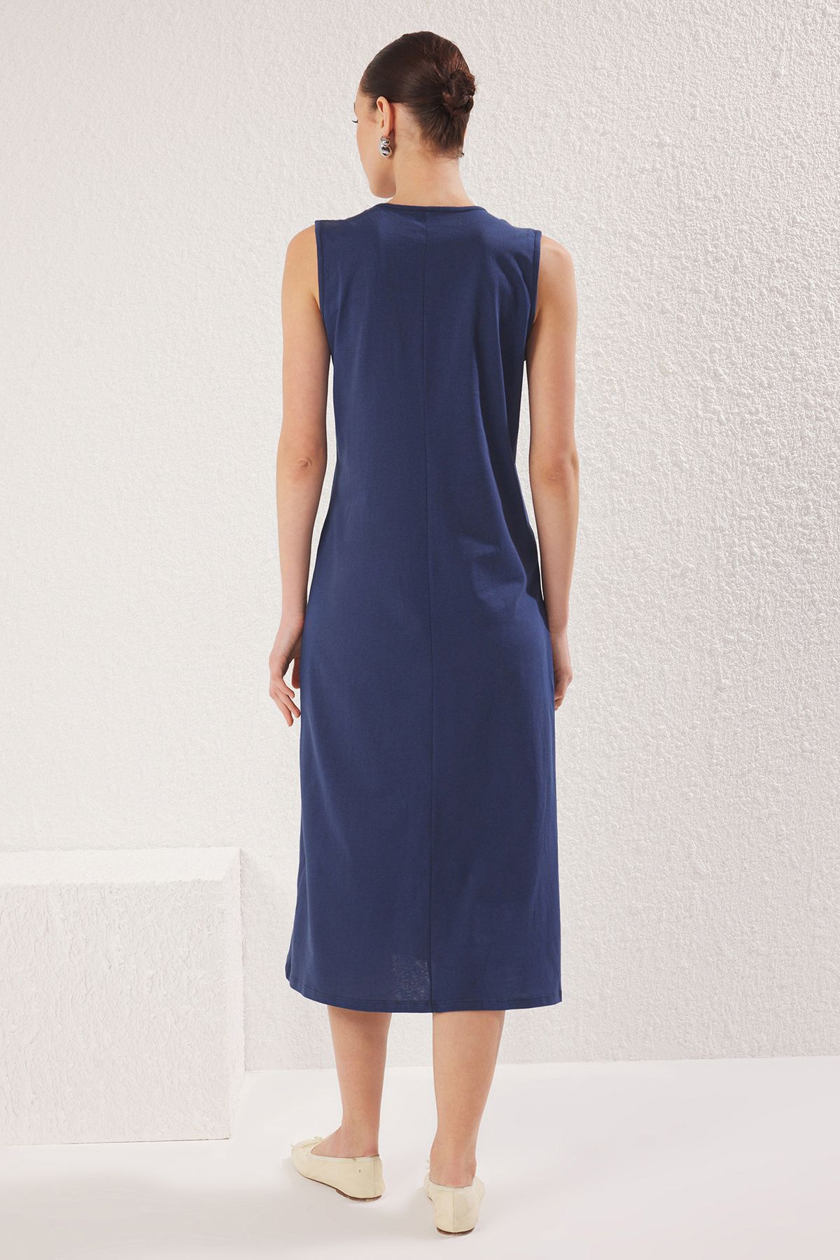 Trendyol Modest-Pachet de 2 rochii tricotate 100% bumbac bleumarin și kaki - TCTAW22UK0110 6