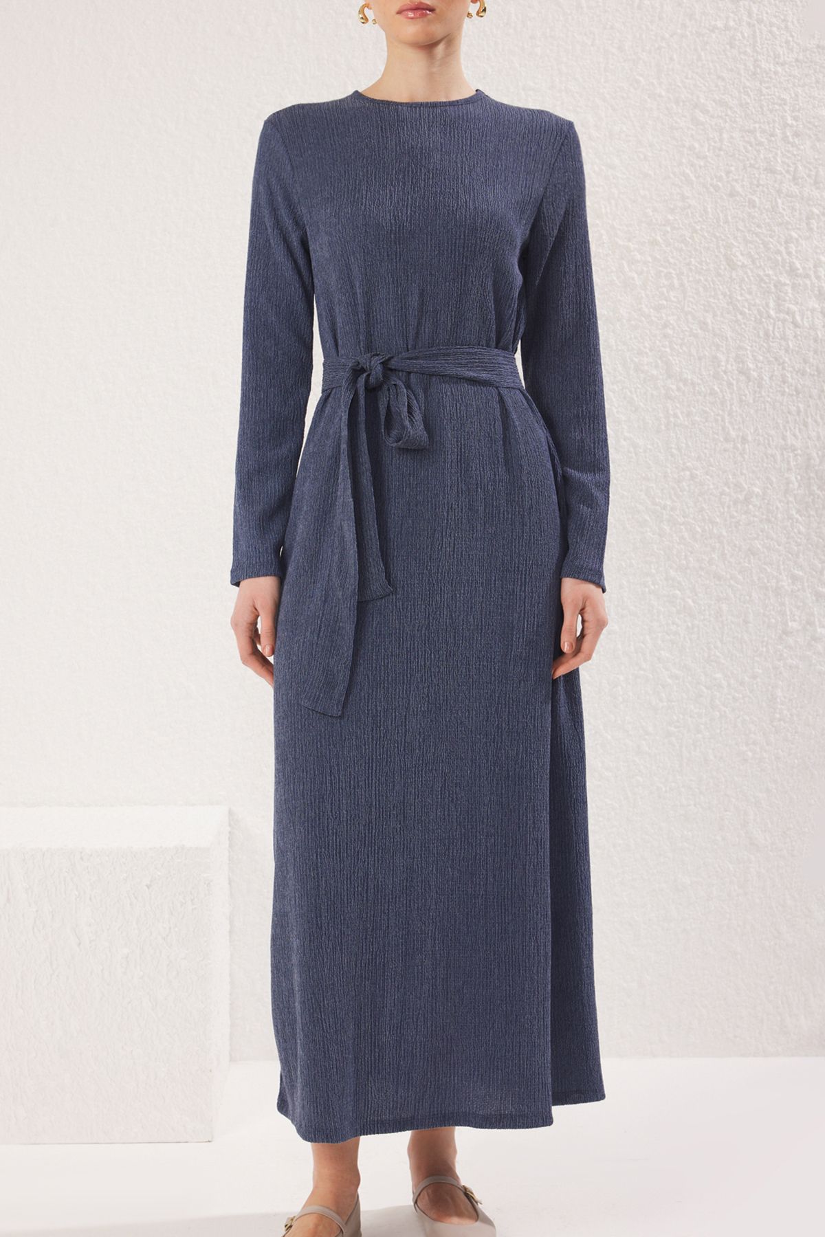 Trendyol Modest-Kék kötött ruha TCTSS25EB00077 3