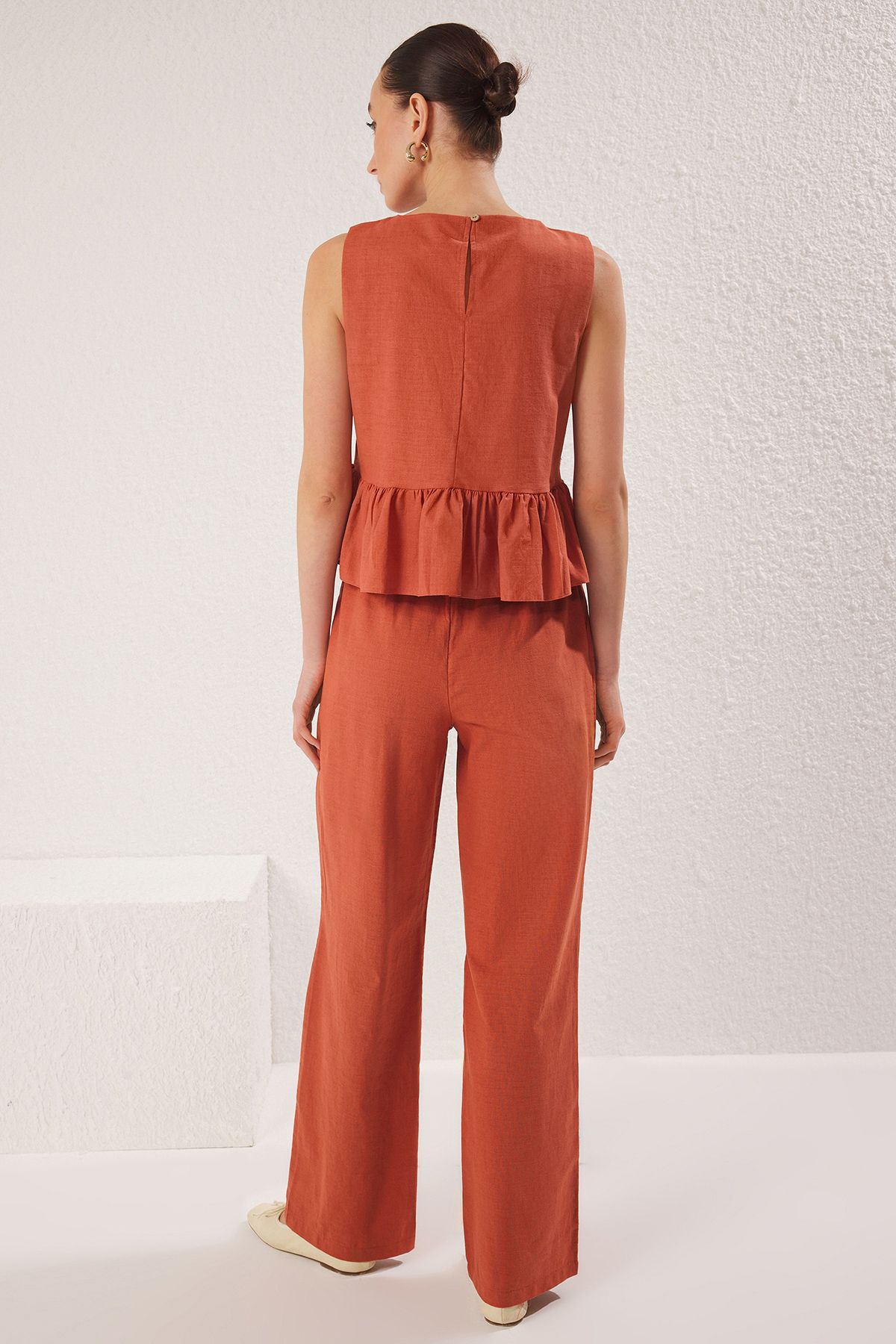 Trendyol Collection-Brick Color Crew Neck Ruffle Blouse and Pants Set - Twoss25Au00081 5