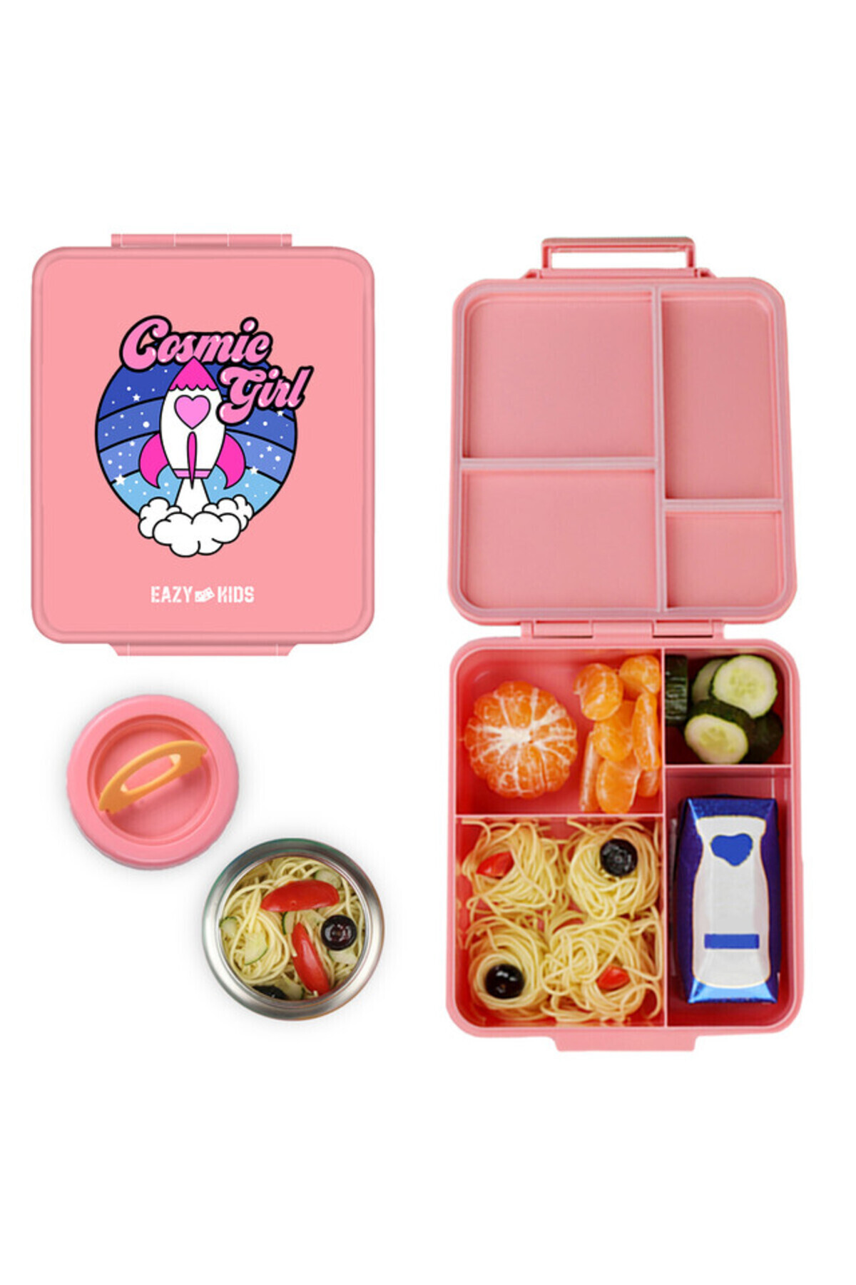Eazy Kids Eazy Kids Jumbo Bento Lunch Box w / t Insulated Jar - Cosmic Girl Pink