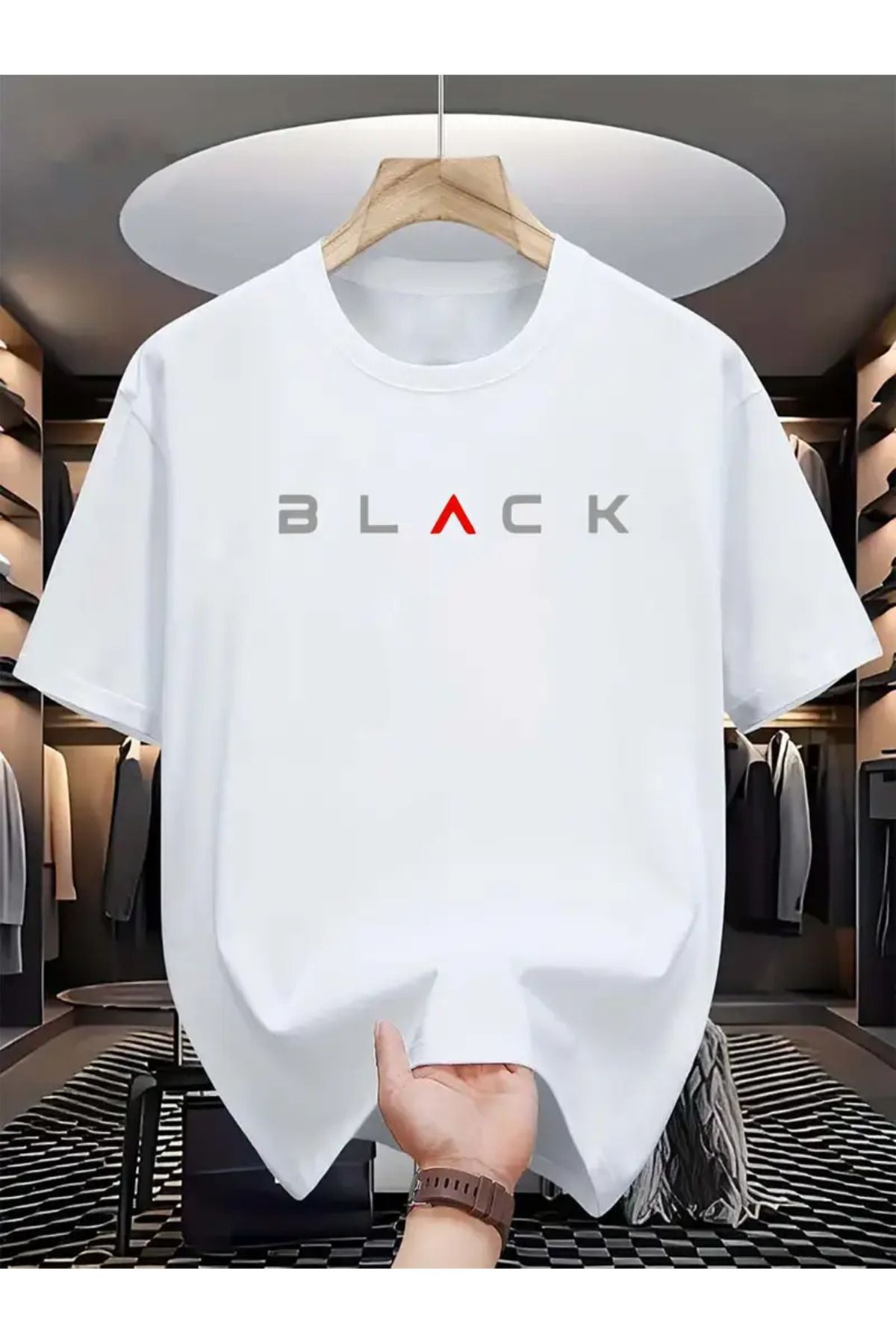 Karatopak BLACK Baskılı Unisex Oversize Bisiklet Yaka T-Shirt