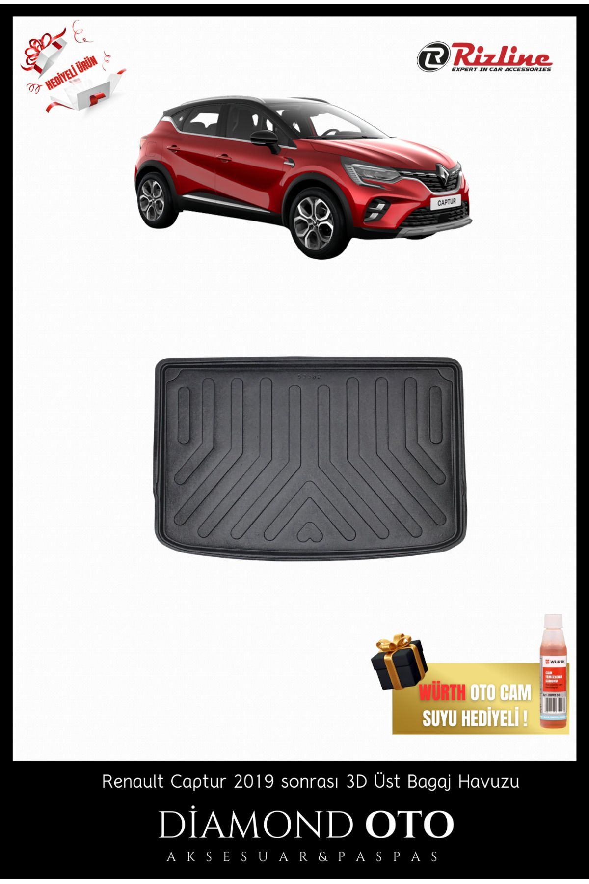 Rizline Renault Captur 3d Üst bagaj havuzu 2019-2020-2021-2022-2023-2024