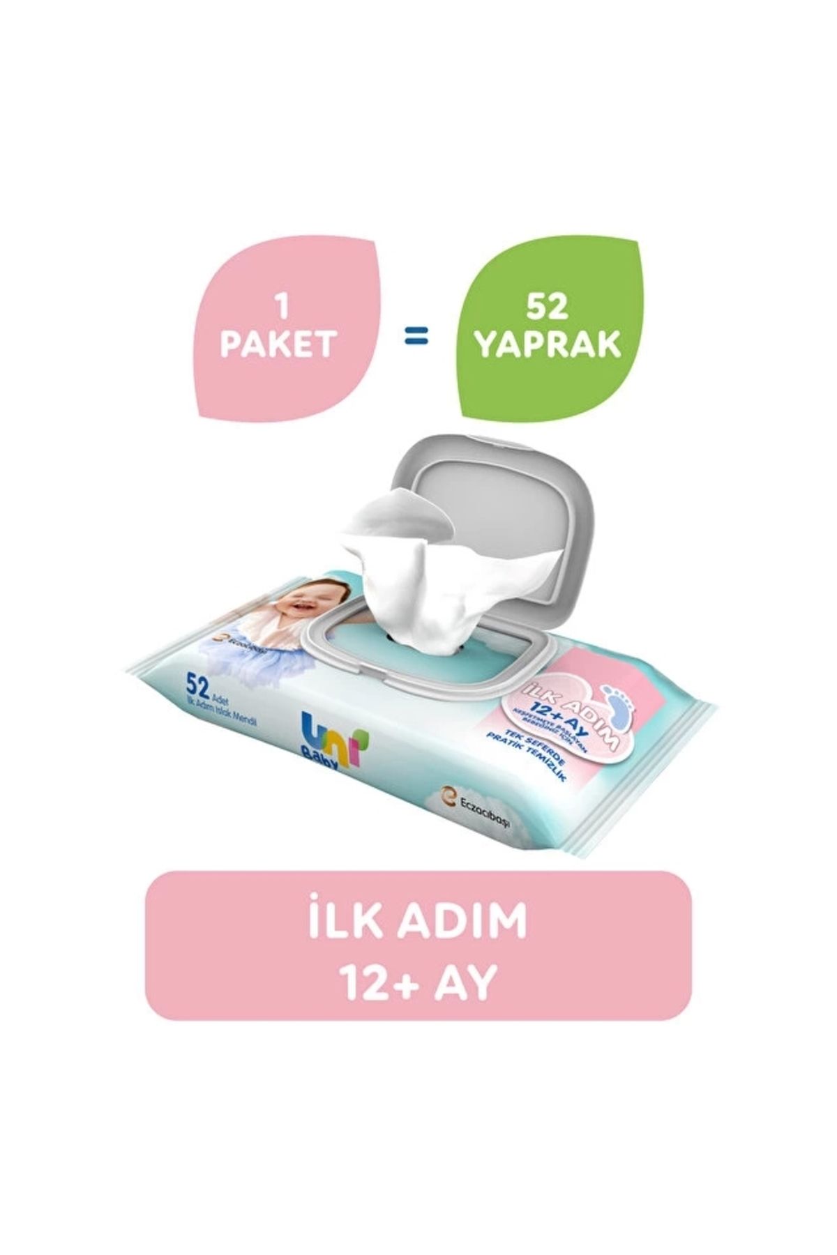 TWOX Çocuk Uni Baby İlk Adım Islak Havlu Mendil 52 Yaprak