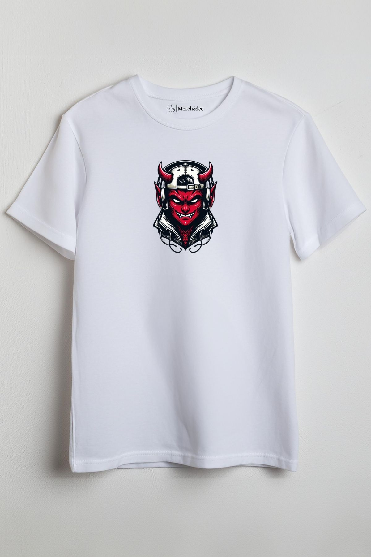 Merch&ice Kırmızı Kasklı Şeytan Baskılı Unisex T-Shirt