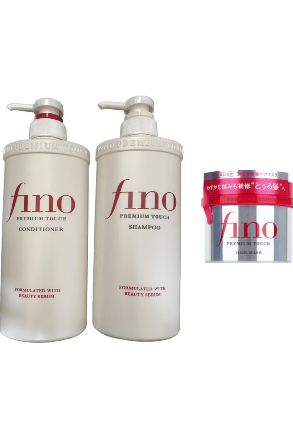Fino Premium touch hair set Bundle 3 Pcs Hair Shampoo, conditioner and hair mask for damaged hair