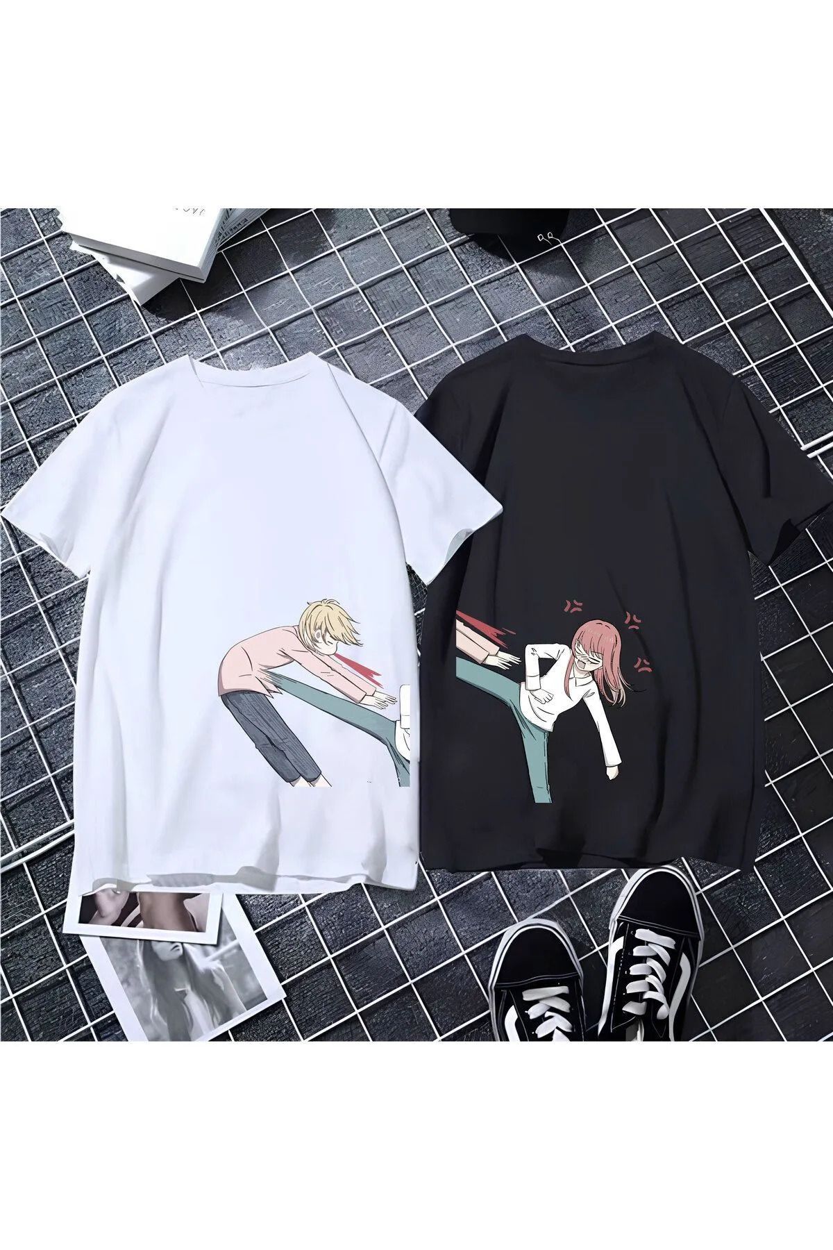 Wish BF 2 li Unisex Oversize Çift Arkadaş Sevgili Kardeş Sevgililer Günü Anime Doğum Günü T-shirt Tişört